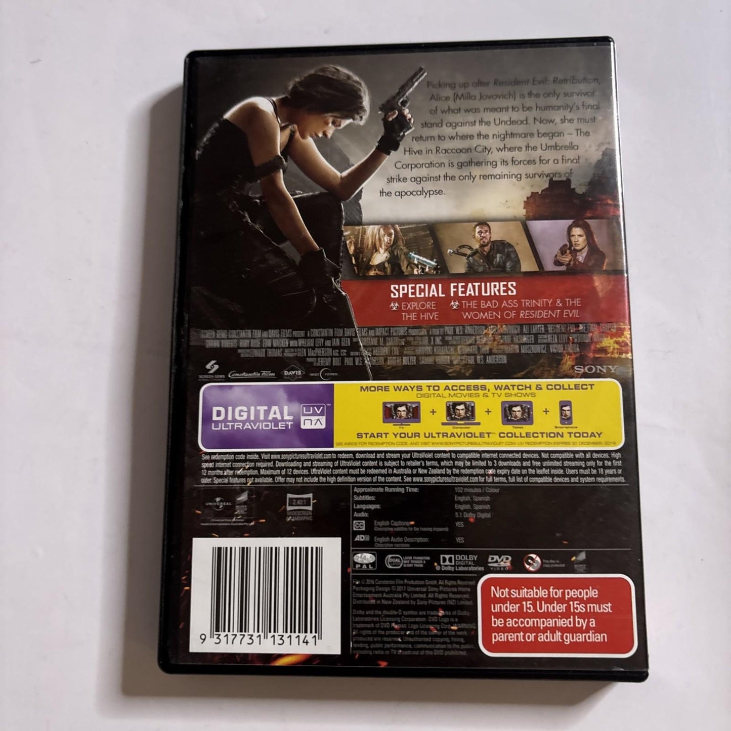 Resident Evil - The Final Chapter (DVD, 2016) Milla Jovovich Region 4,2