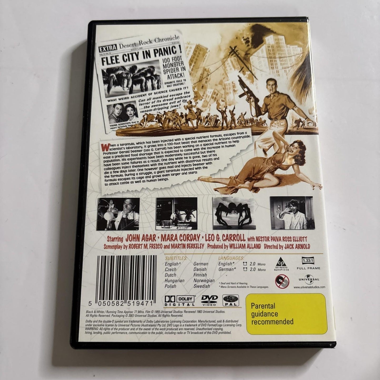 Tarantula (DVD, 1955) John Agar, Mara Corday, Leo G. Carroll Region 4,2 NEW