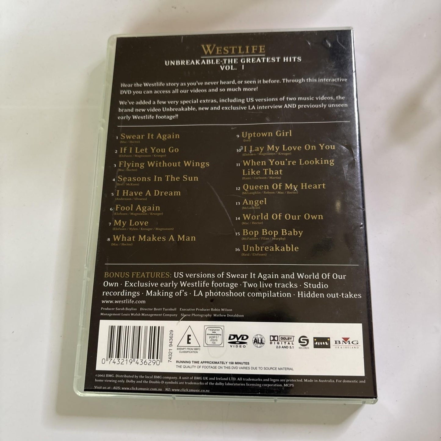 Westlife - Unbreakable: the Greatest Hits, Vol. 1 (DVD, 2004) All Regions