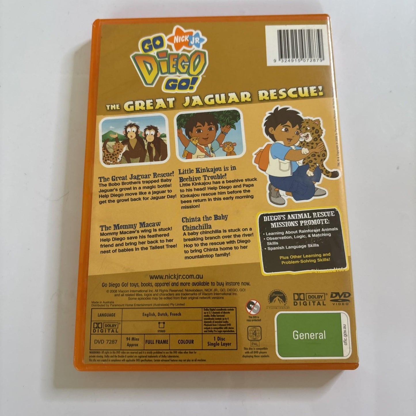 Go Diego Go! - The Great Jaguar Rescue! (DVD, 2005) Region 4