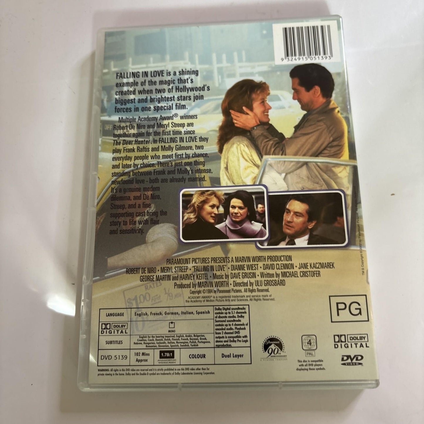 Falling In Love (DVD, 1984) Robert DeNiro, Meryl Streep Region 4 NEW