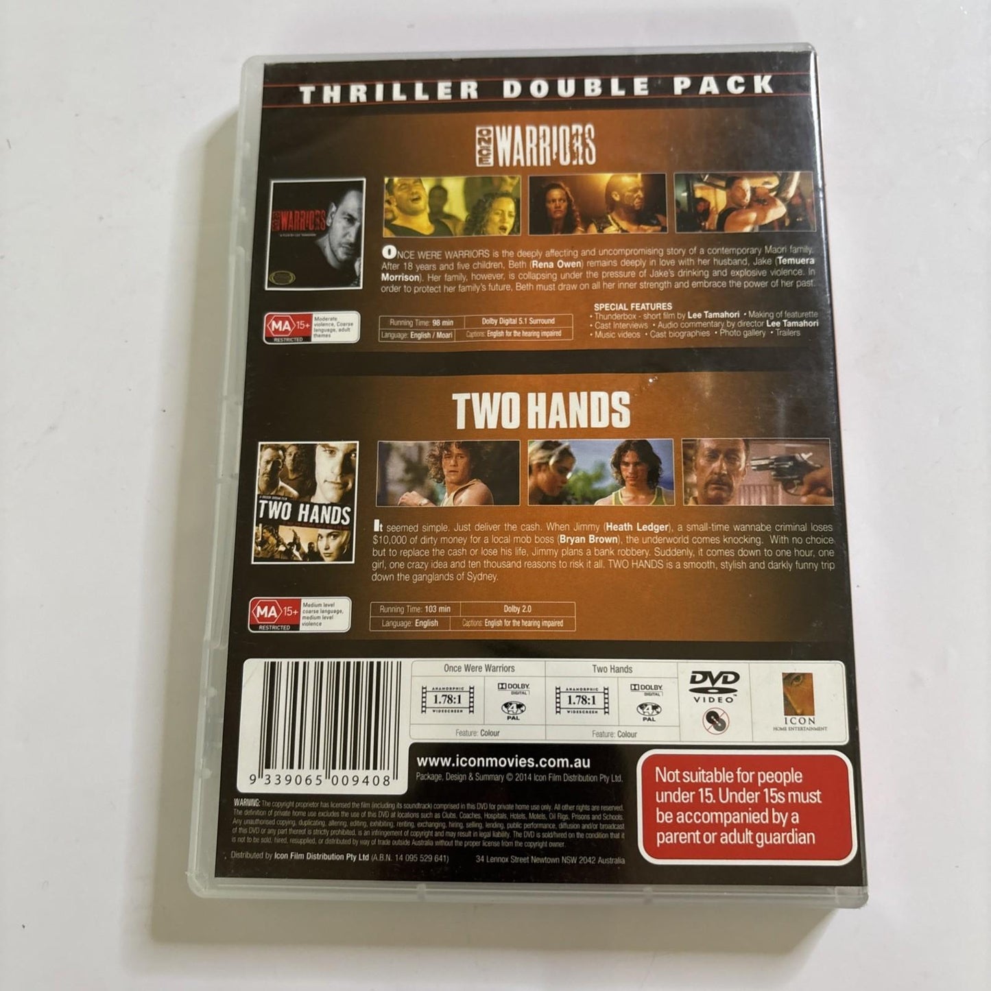 Once Were Warriors / Two Hands DVD Heath Ledger Region 4