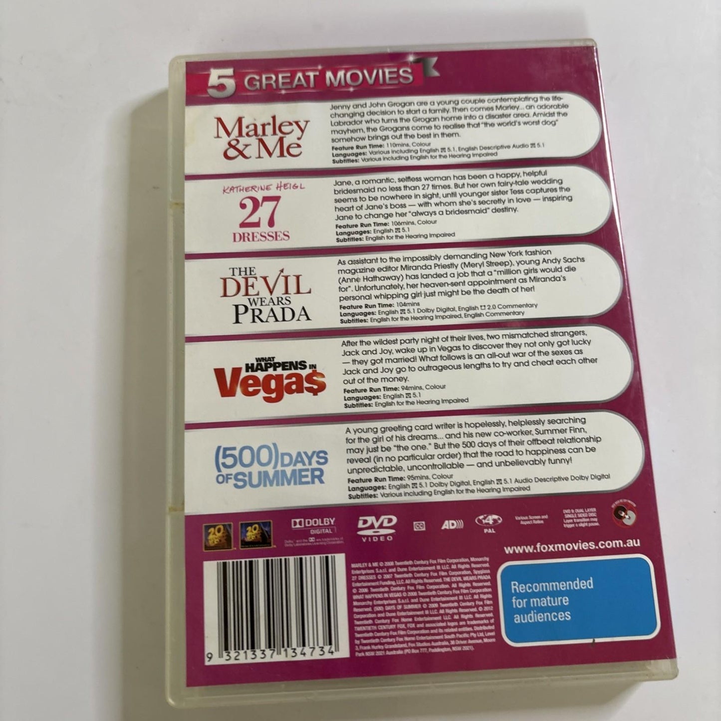 27 Dresses Devil Parada Vegas 500 Summer Marley DVD Region 4