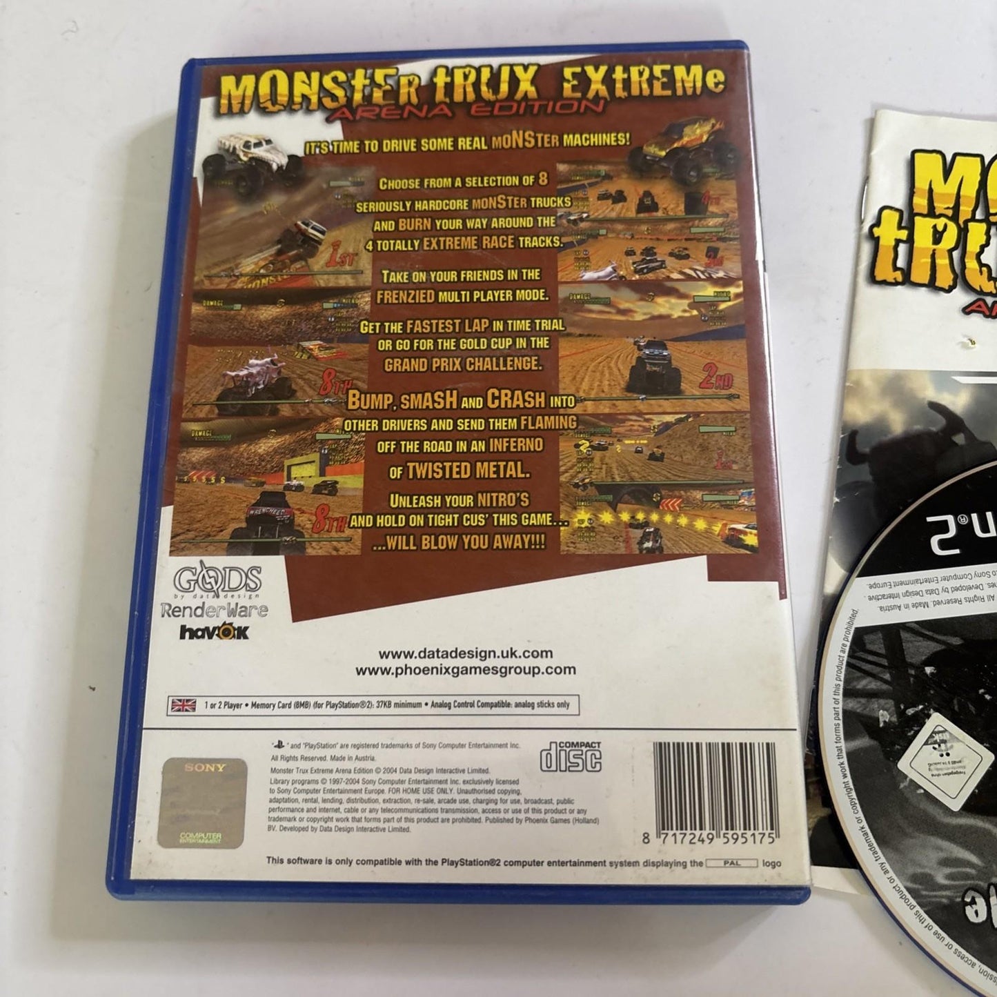 Monster Trux Extreme Arena Edition PS2 PlayStation 2 PAL Manual