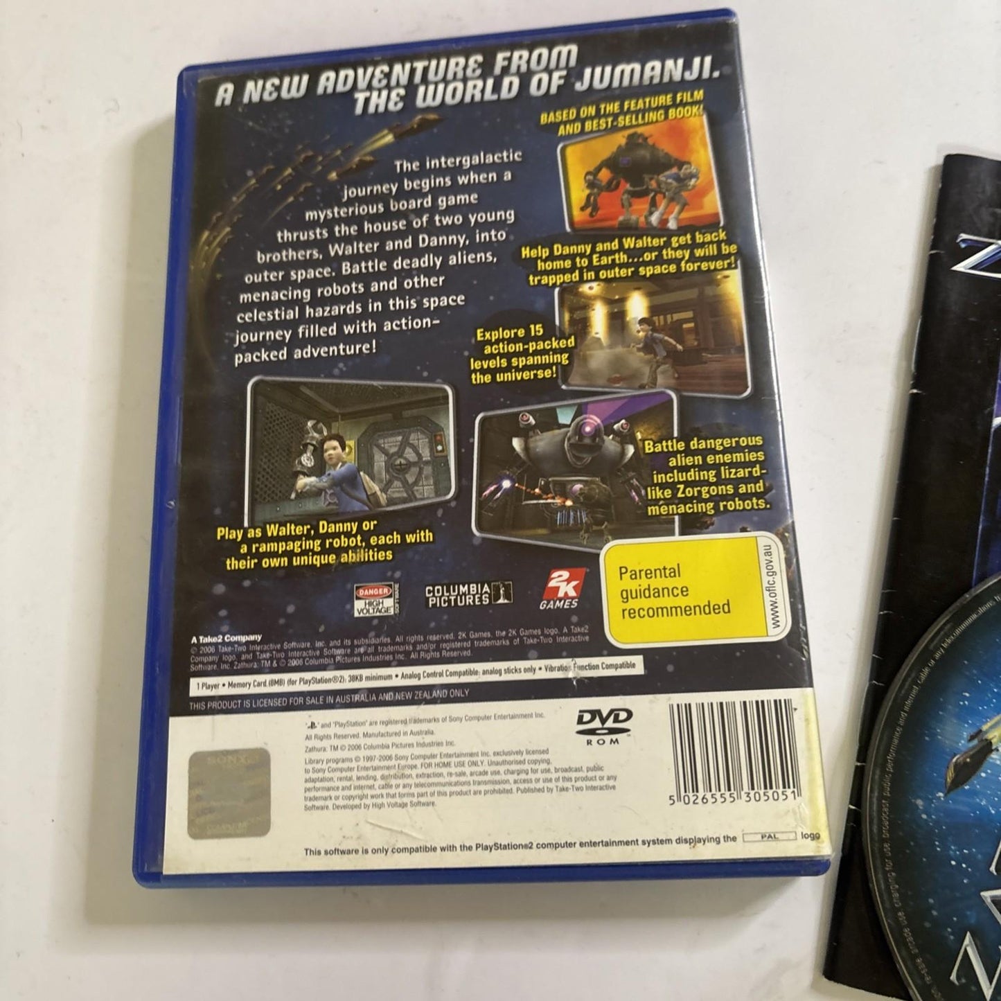 ZATHURA Sony PS2 Playstation 2 PAL Manual