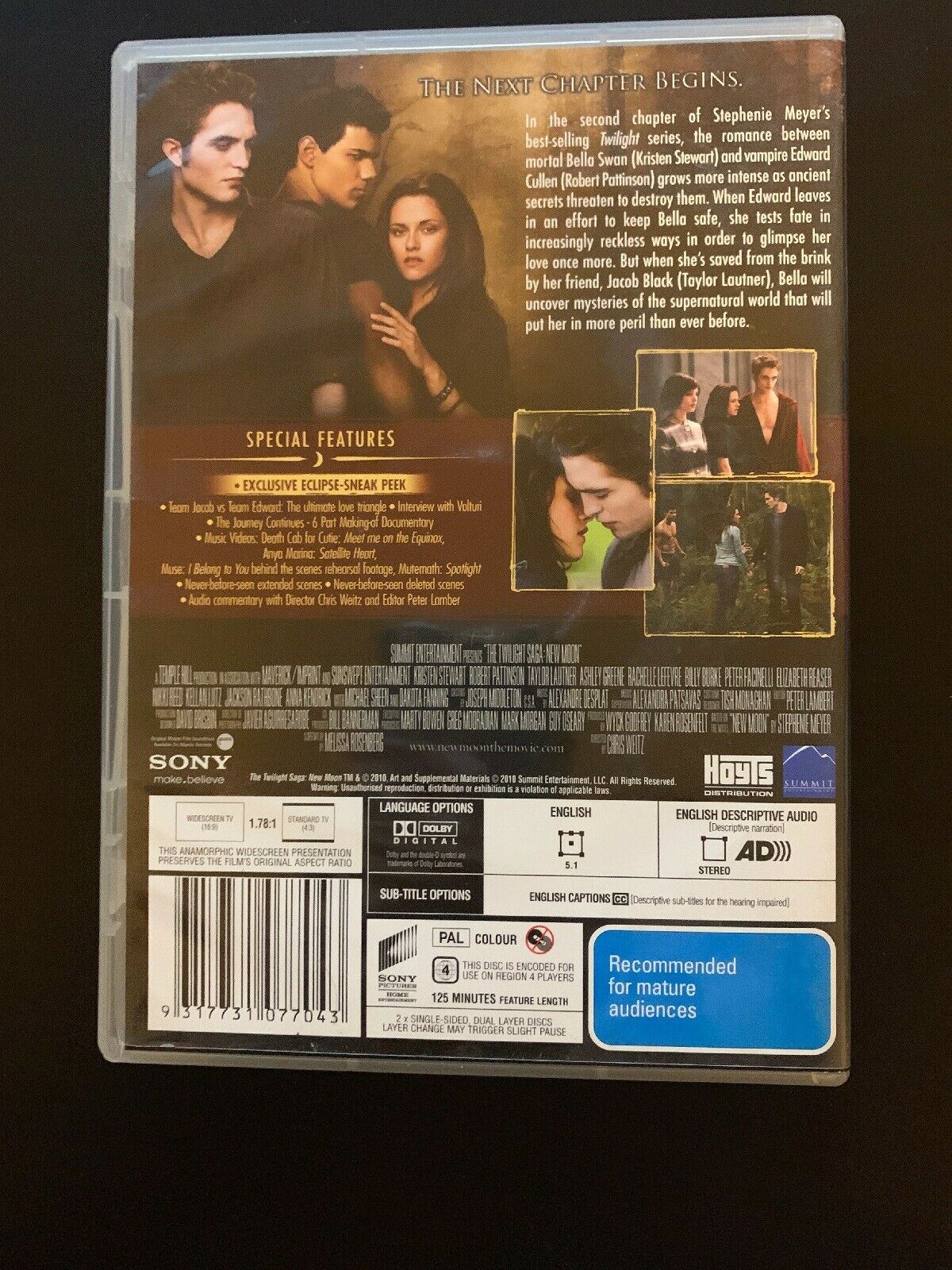 The Twilight Saga New Moon (DVD, 2009) Region 4