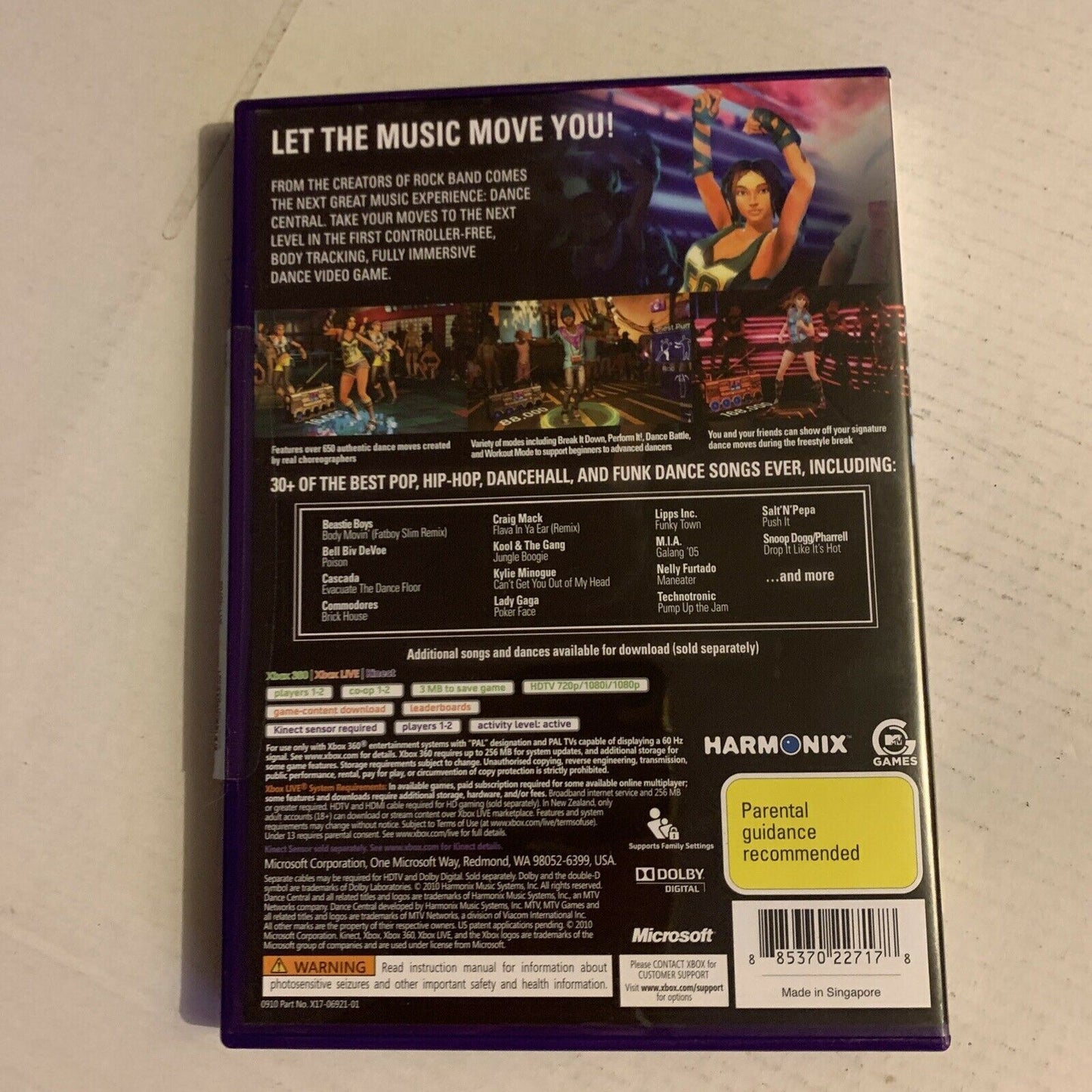 Dance Central Xbox 360 Pal Kinect Game complete with Manual