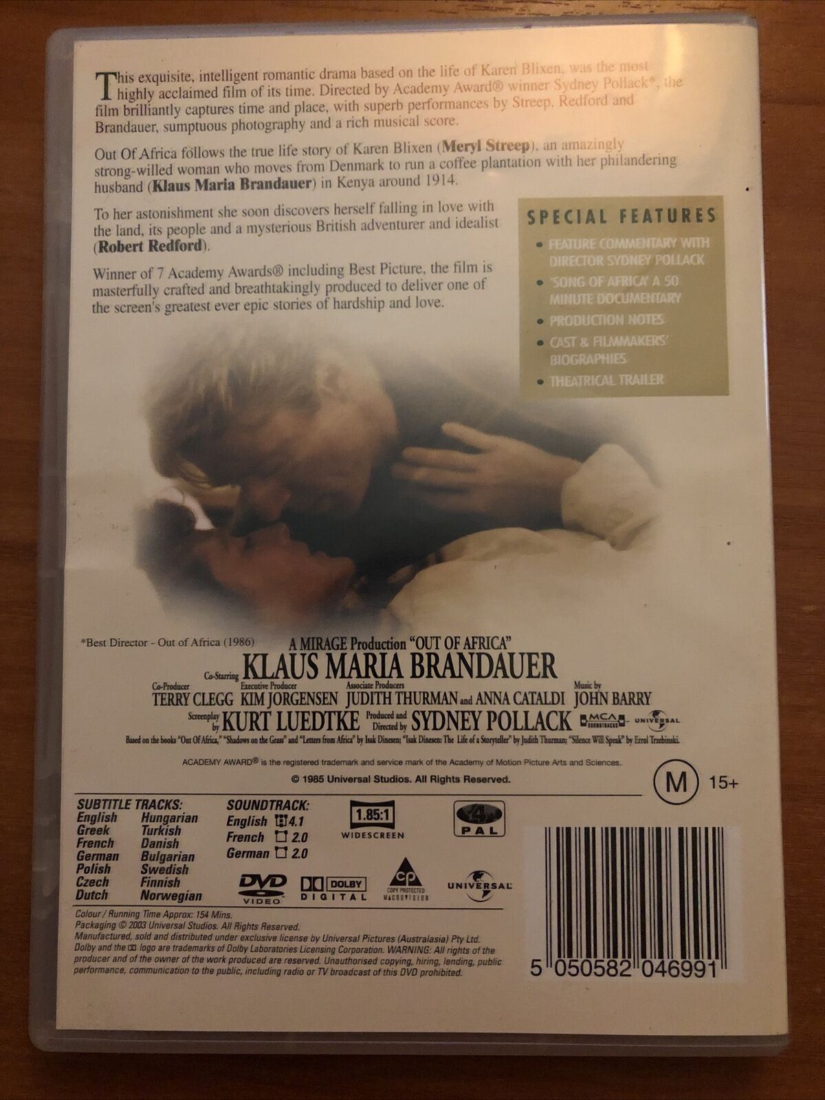 Out Of Africa (DVD, 1985) Meryl Streep, Robert Redford - Region 4