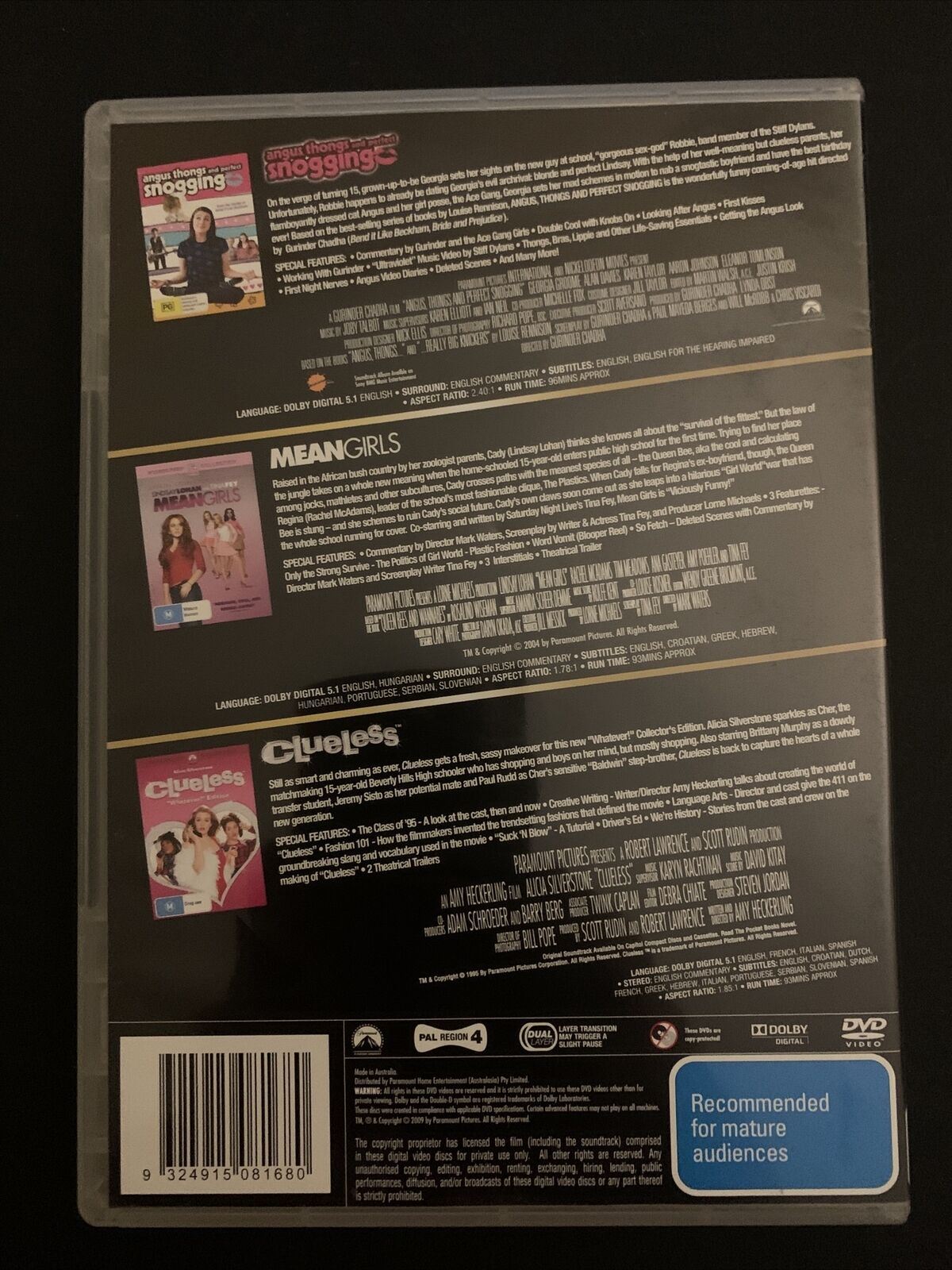 Angus, Thongs And Perfect Snogging / Mean Girls / Clueless (DVD)  Region 4
