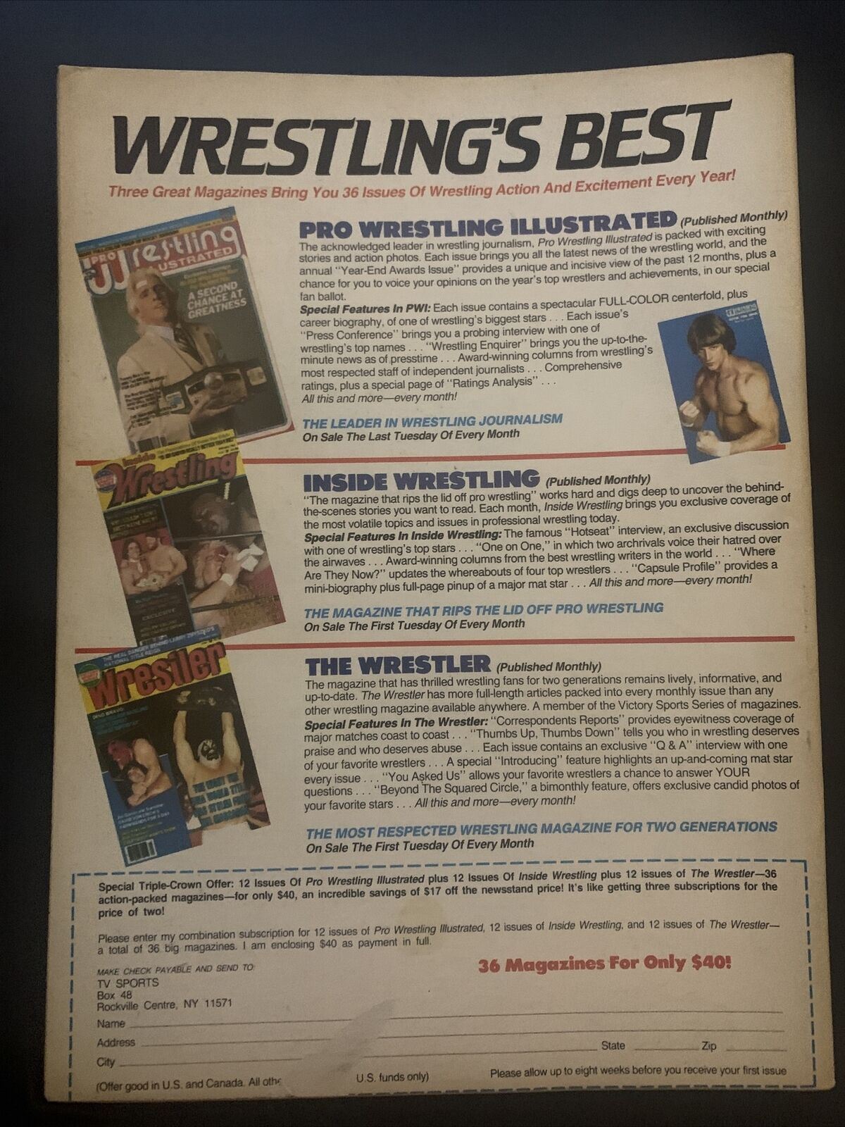 The Wrestler Magazine February 1985 - Ric Flair, Billy Jack, Greg Valentine