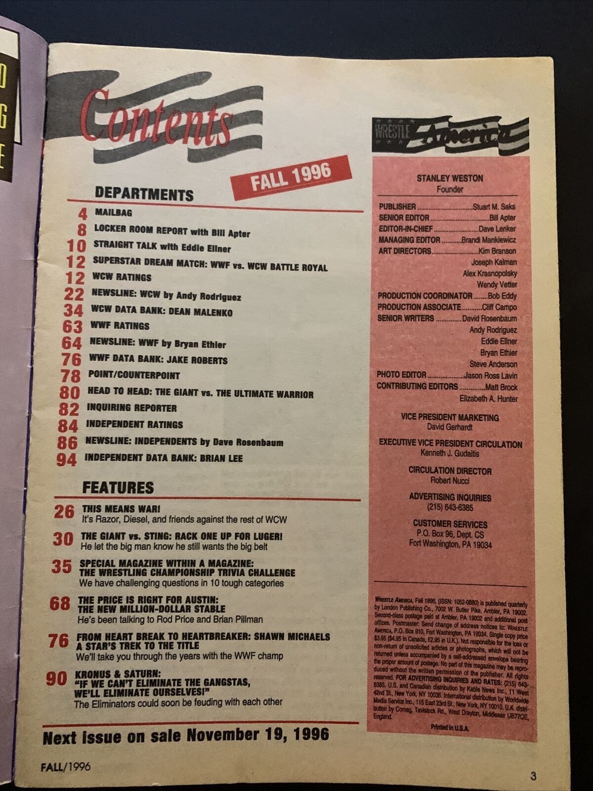 Wrestle America Magazine Fall 1996 - WWF vs WCW, Shawn Michaels