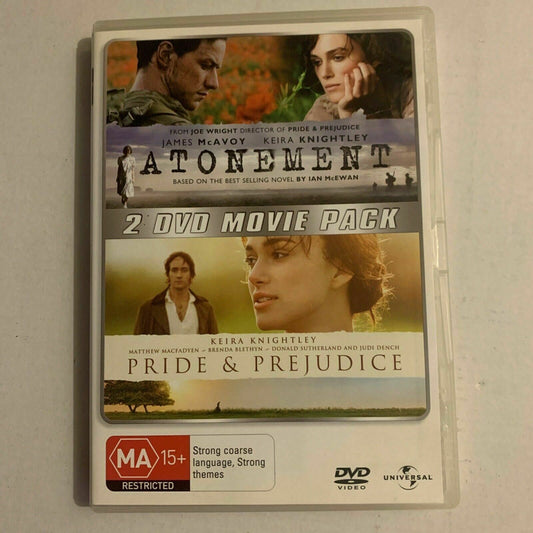 Atonement / Pride and Prejudice (DVD, 2008, 2-Disc Set) Keira Knightley Region 4