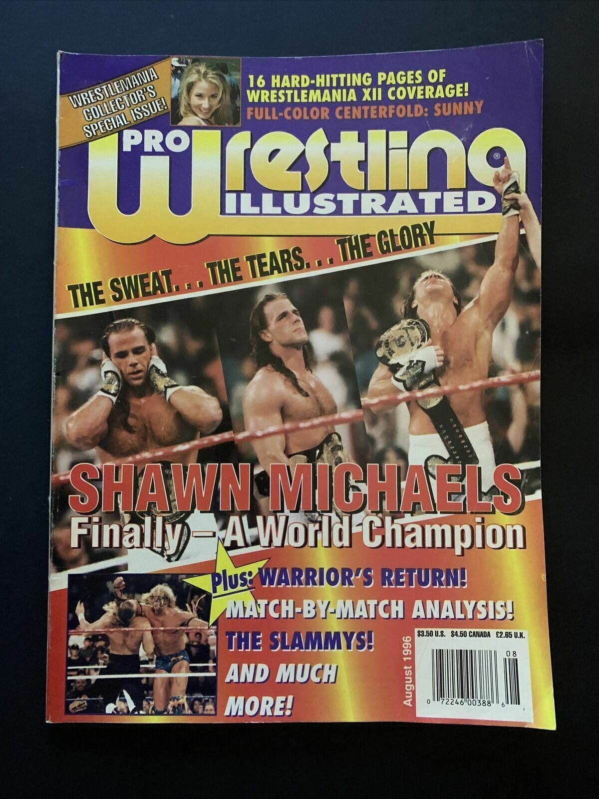 Pro Wrestling Illustrated Magazine August 1996 - Shawn Michaels, Warrior, Sunny
