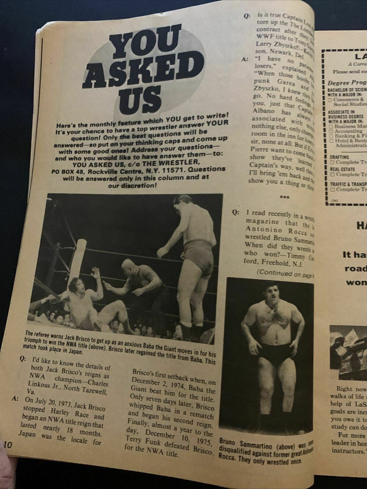 The Wrestler Magazine July 1979 - Bruno Sammartino, Andre Giant, Ox Baker