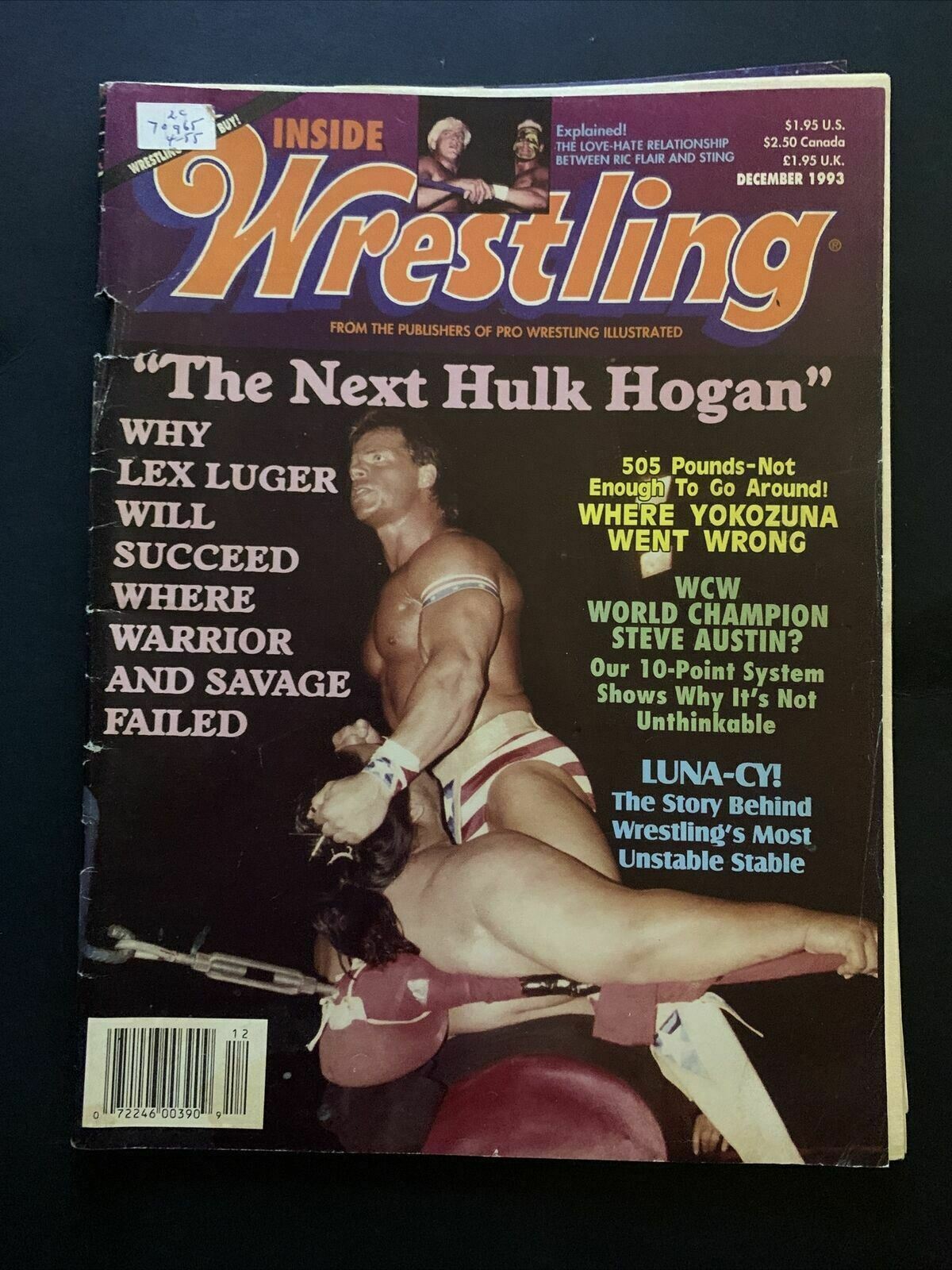 Inside Wrestling Magazine December 1993 - Lex Luger, Steve Austin, Yokozuna