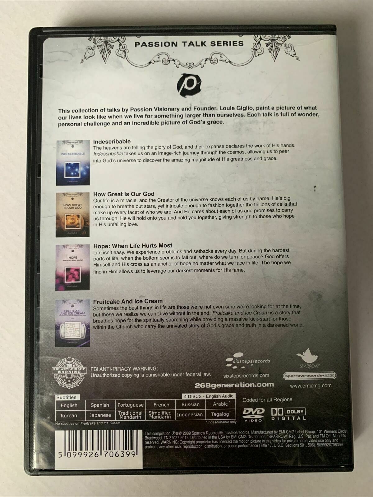 Passion Talk Series Louie Giglio - The Heart of Passion (DVD, 2009, 4-Disc Set)