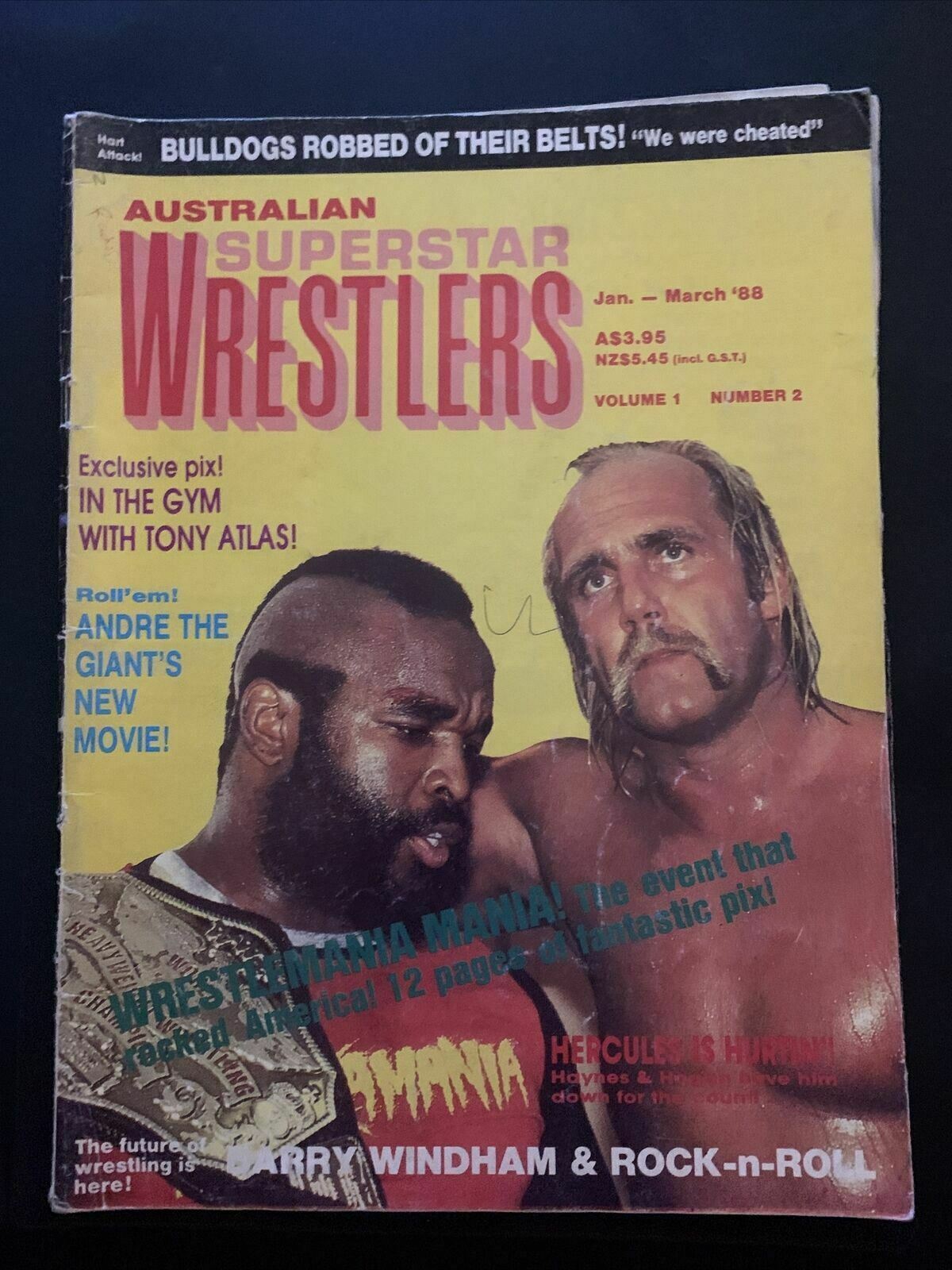 Australian Superstars Wrestlers Magazine Jan-March 1988 - Mr T, Hulk Hogan