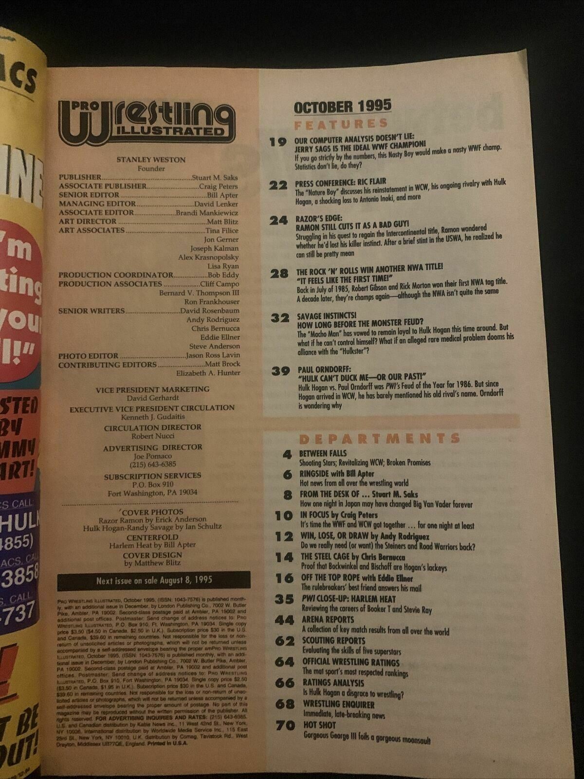 Pro Wrestling Illustrated Magazine October 1996 - Harlem Heat, Savage, Hogan