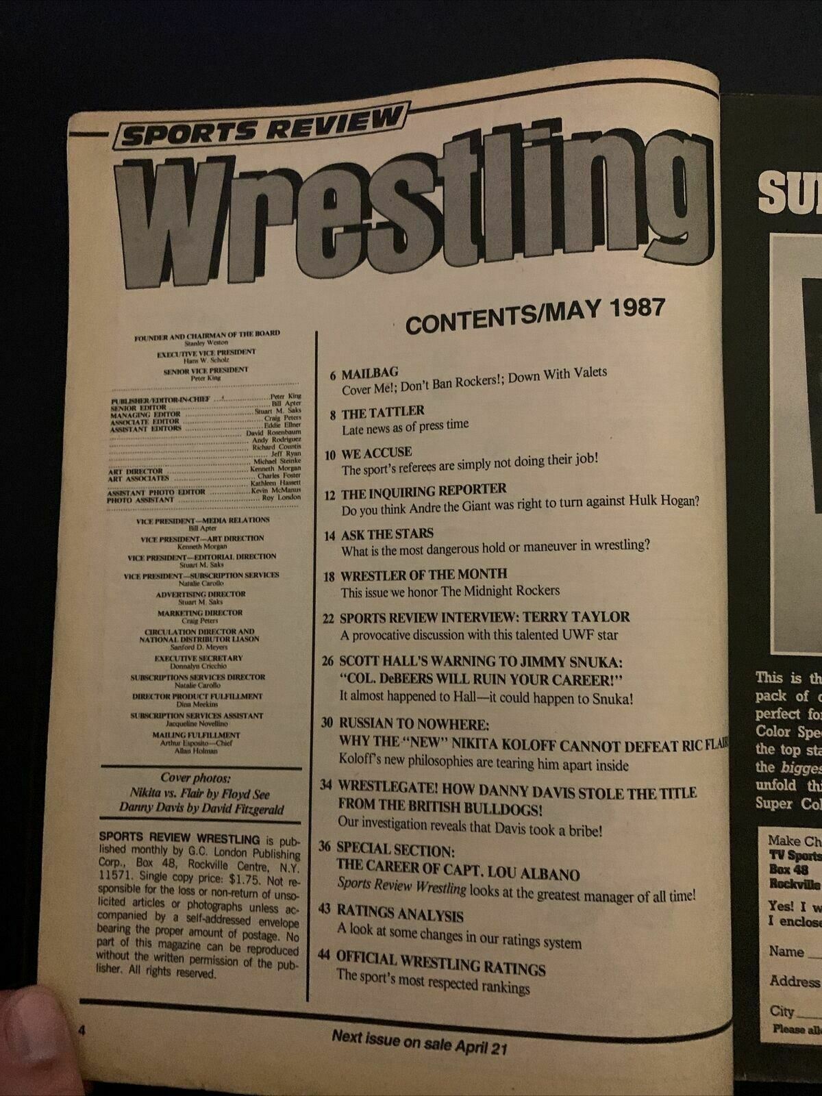 Sports Review Wrestling Magazine May 1987 - Nikita Koloff, Ric Flair, British Bu