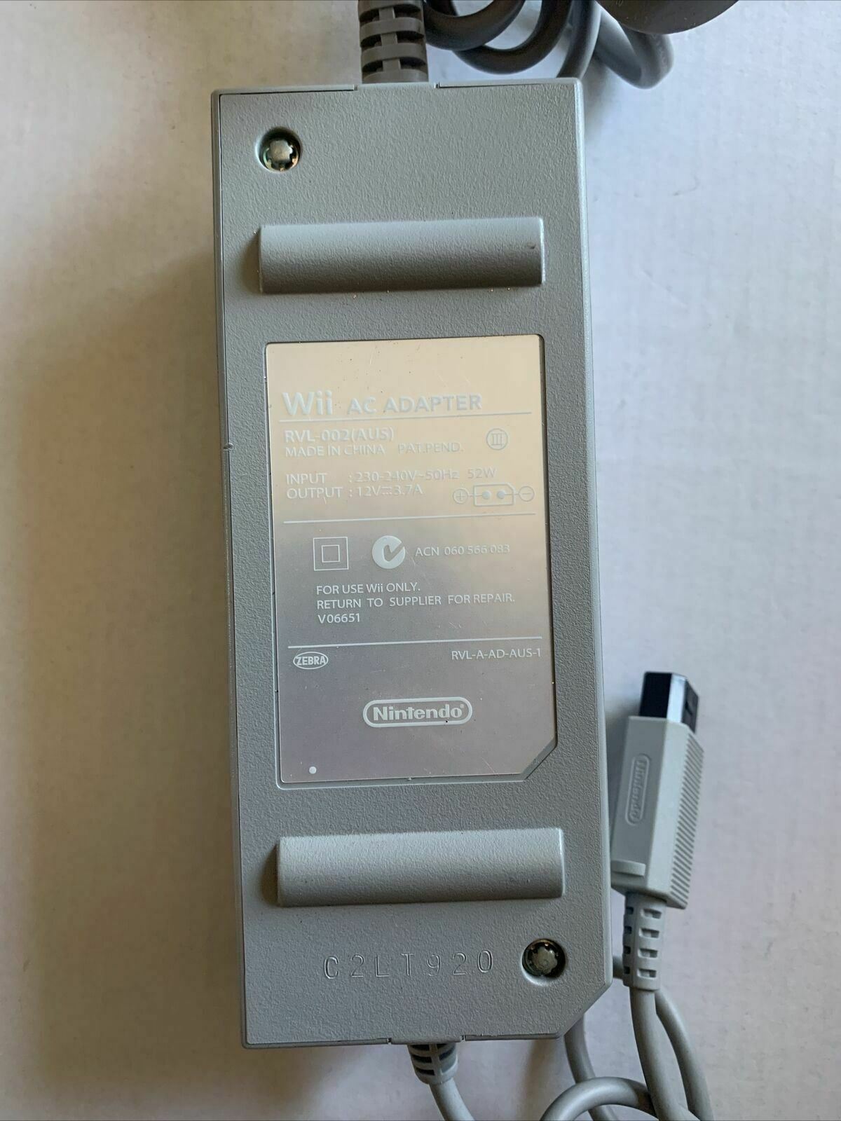 Genuine AUS Nintendo Wii Power Supply RVL-002 AC Adaptor Adapter Australian Plug