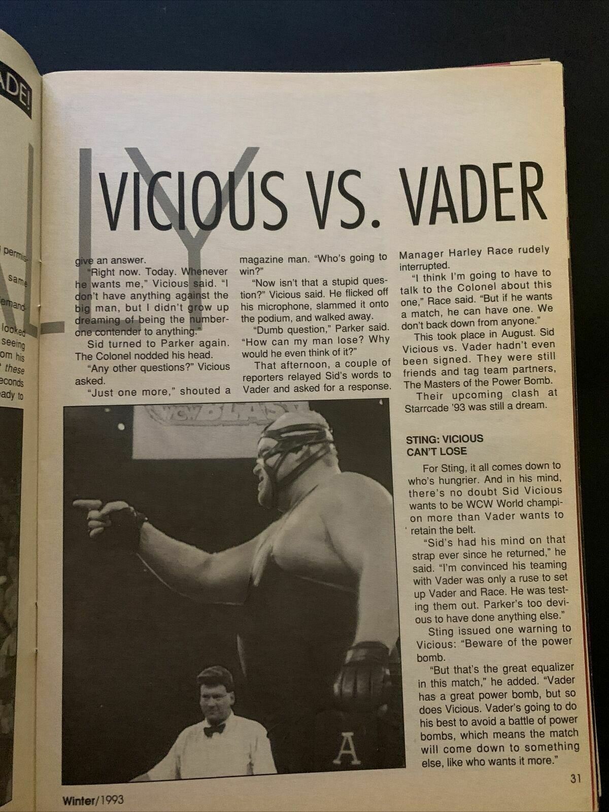 Wrestle America Magazine Winter 1993 - Vicious Vs Vader