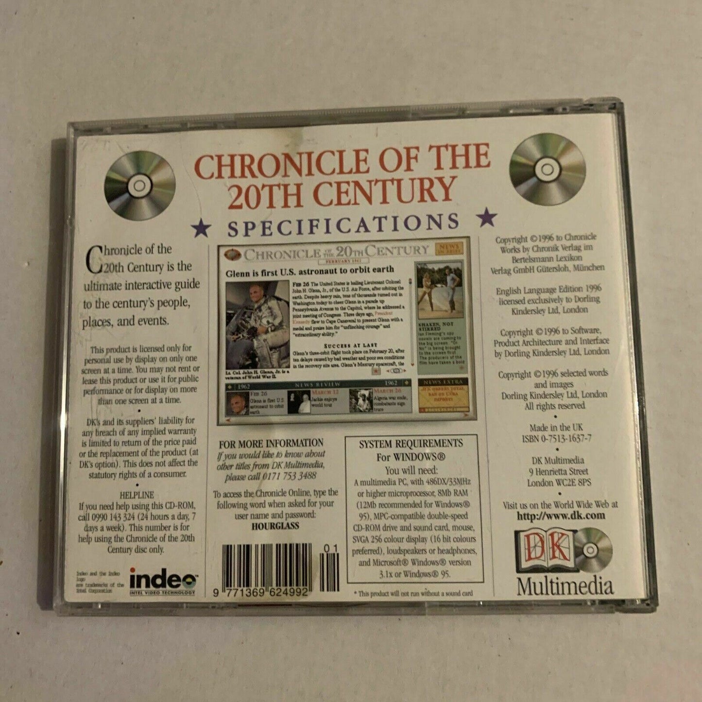Chronicles Of The 20th Century PC CDROM 1996  Win 95
