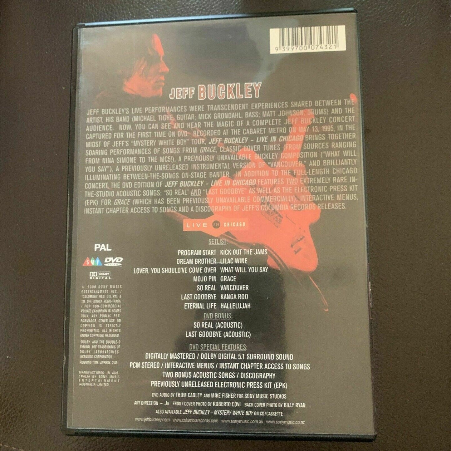 Jeff Buckley - Live In Chicago (DVD, 1995) All regions