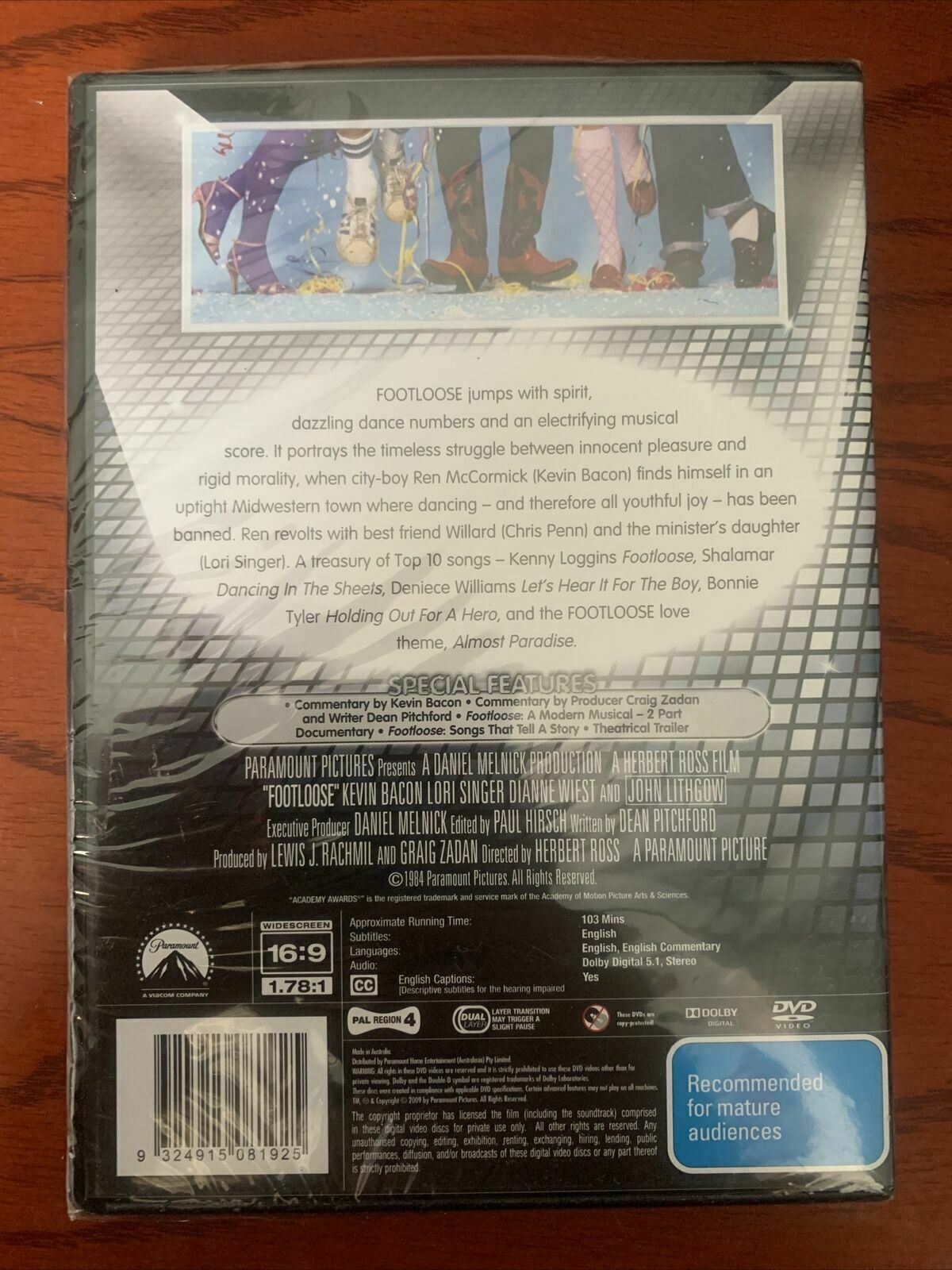 *New Sealed* Footloose (DVD, 1984) Kevin Bacon, Lori Singer - Region 4