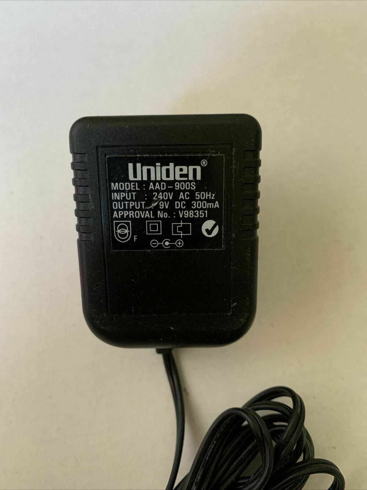 Genuine Uniden AAD-900S AC Adaptor 9v 300mA