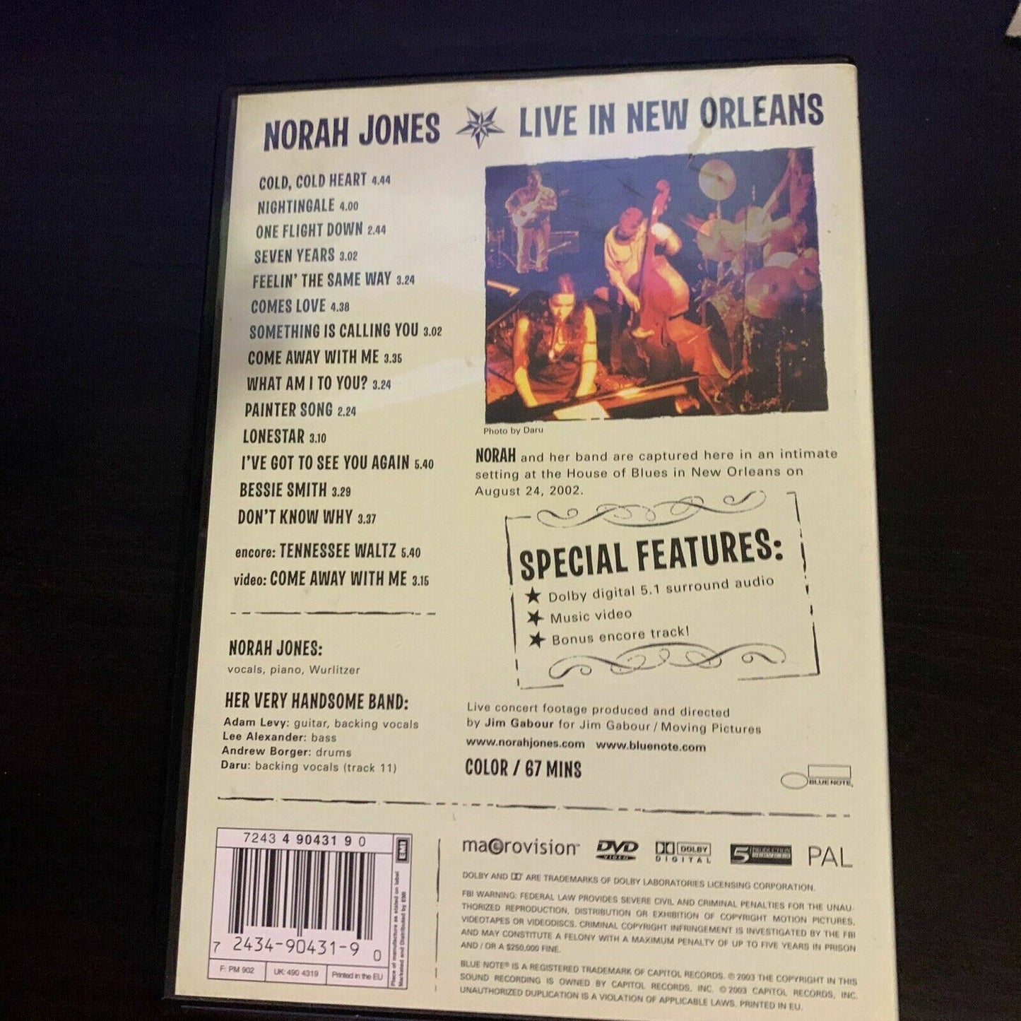 Norah Jones - Live In New Orleans (DVD, 2002) All Regions