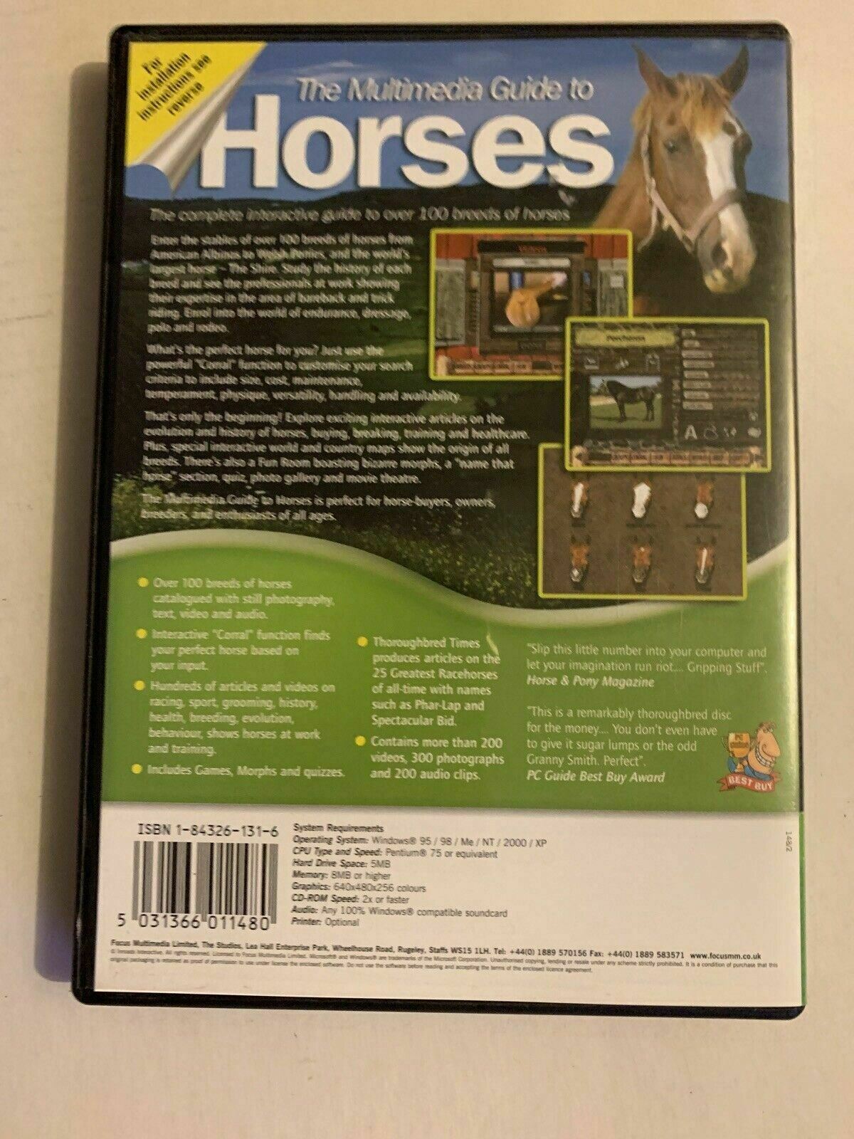 The Multimedia Guide To Horses - PC CD ROM WINDOWS