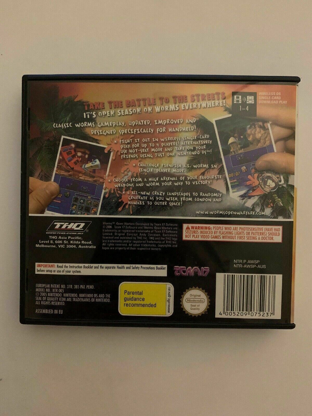 Worms Open Warfare Nintendo DS 2DS 3DS Game *Complete* with Manual