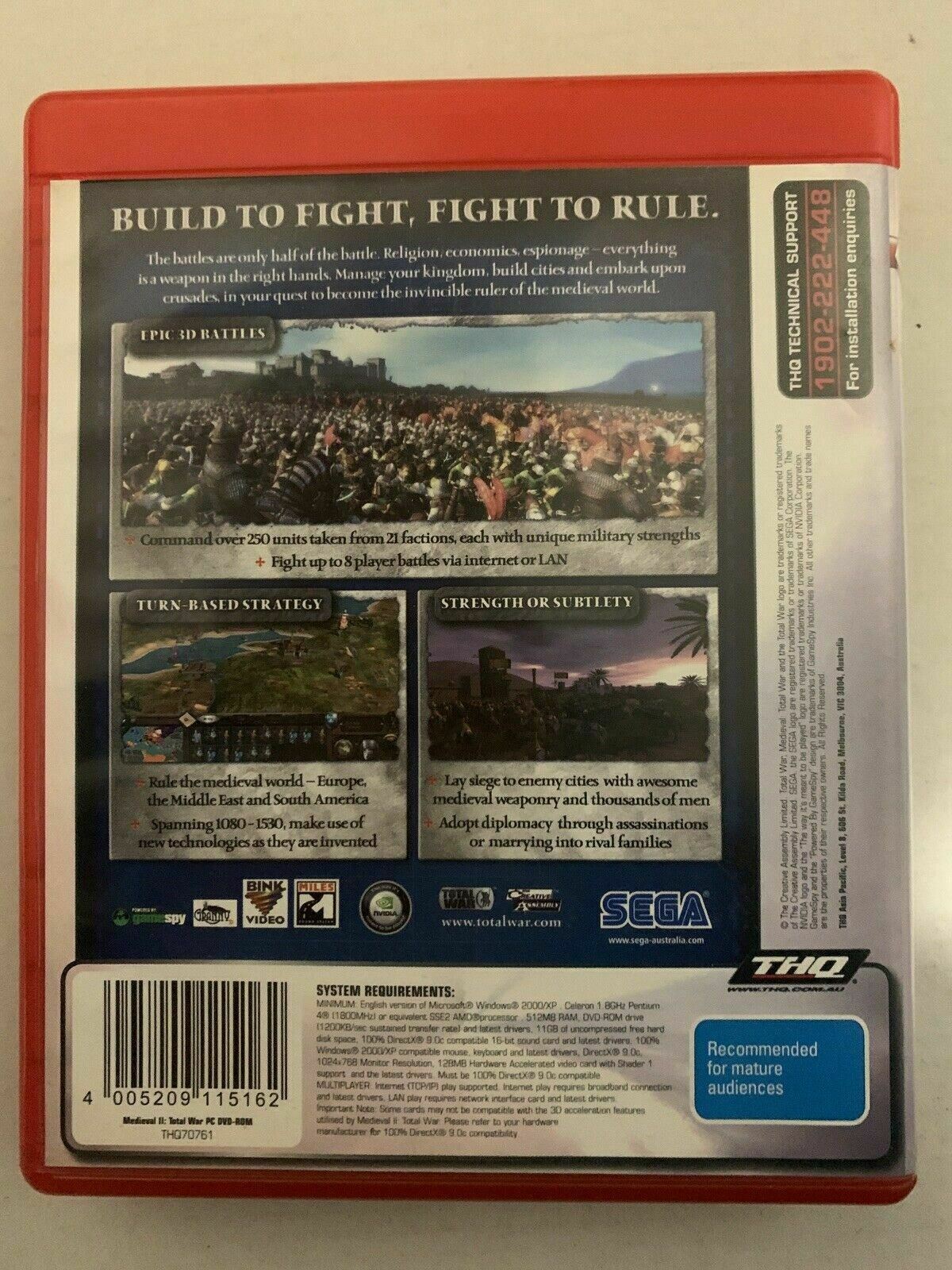 Mediaeval II Total War Kingdoms + Expansion Pack PC DVD-ROM