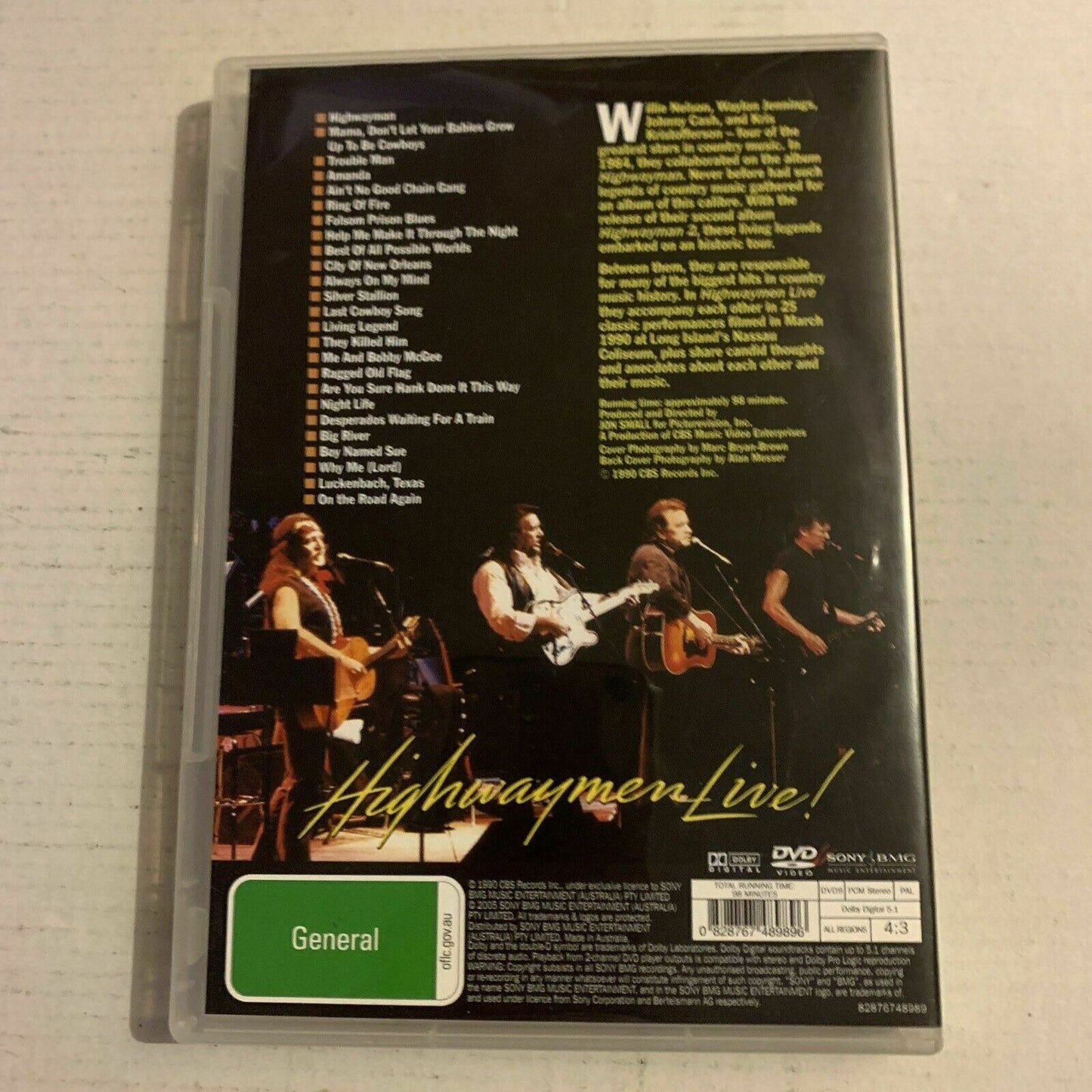Highwaymen Live! Willie, Waylon, Cash & Kris (DVD, 1990) Johnny Cash Region Free