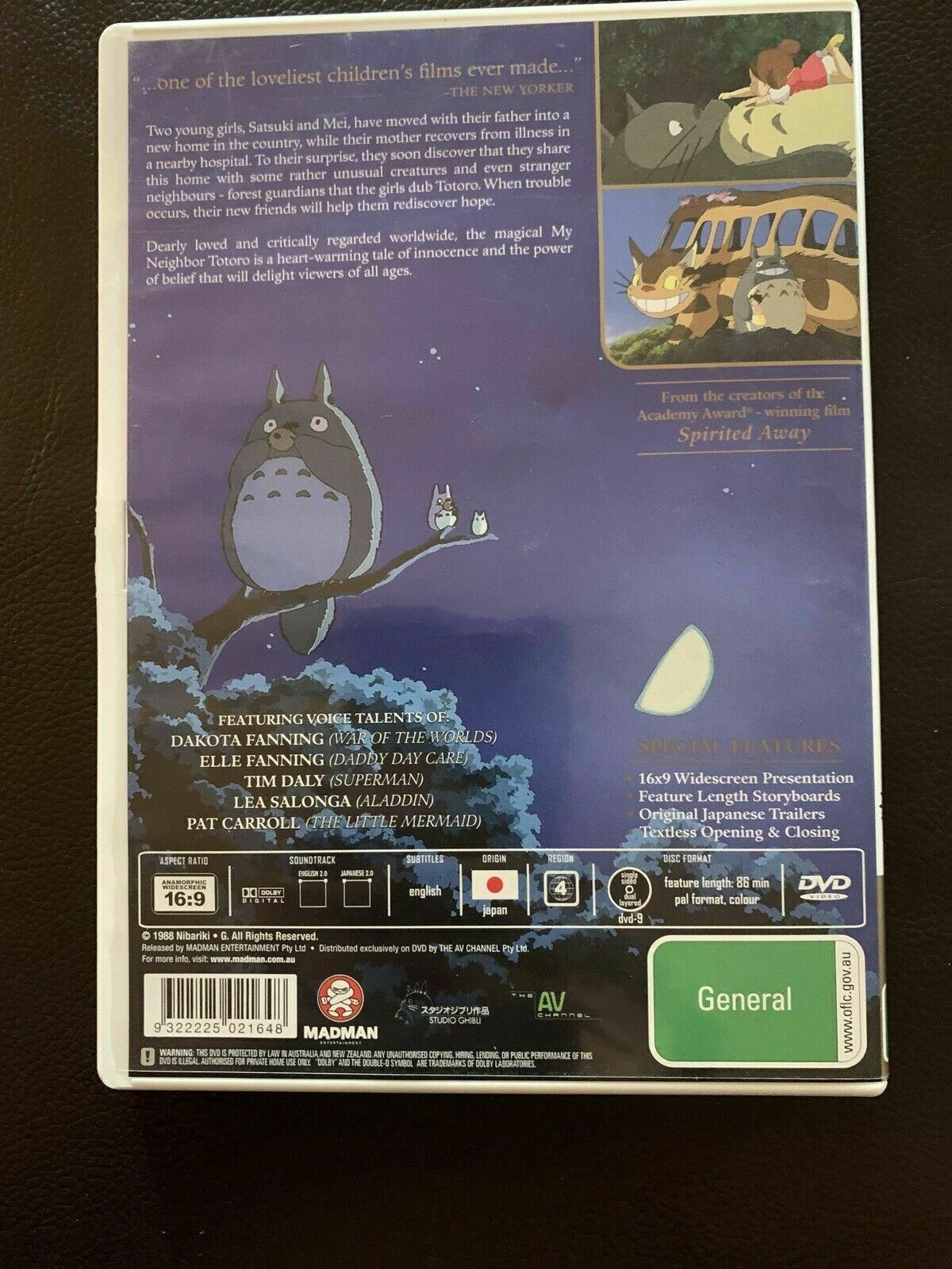 My Neighbor Totoro (DVD, 1988) Studio Ghibli. Region 4 Hayao Miyazaki