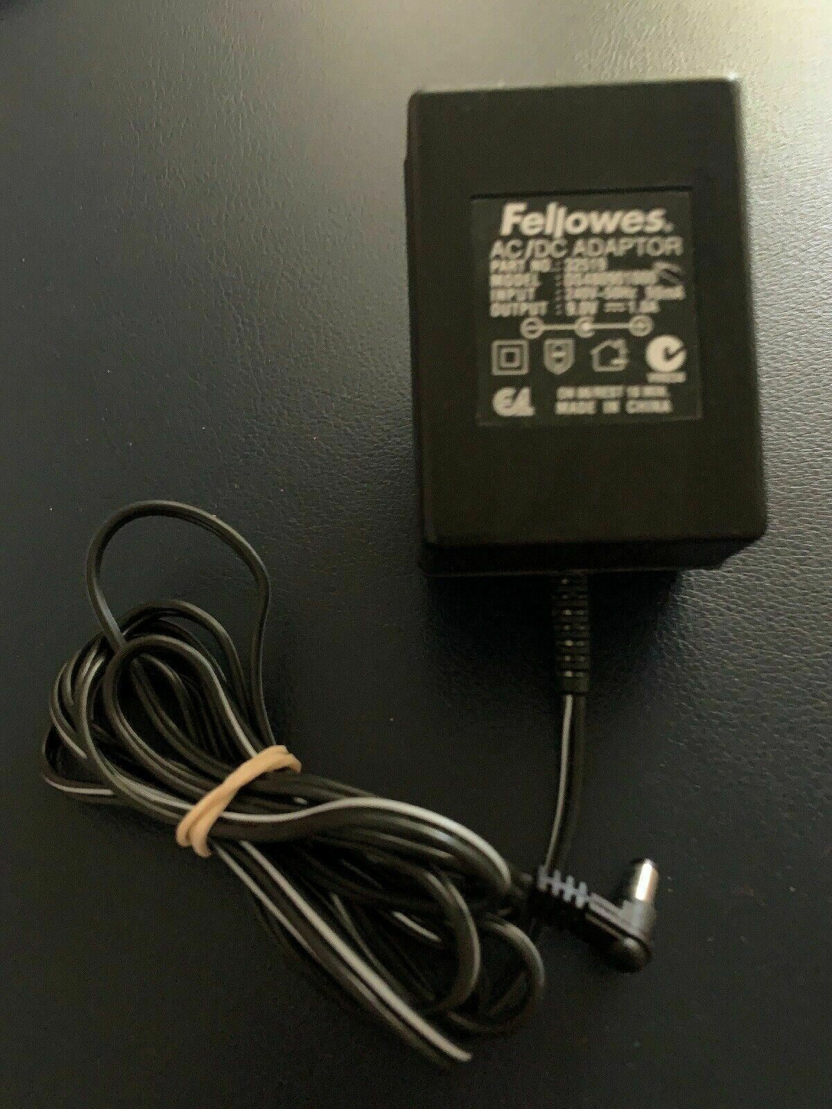Genuine Fellowes DS480901000 AC Adapter Part No: 32519 9V 1A Power Supply