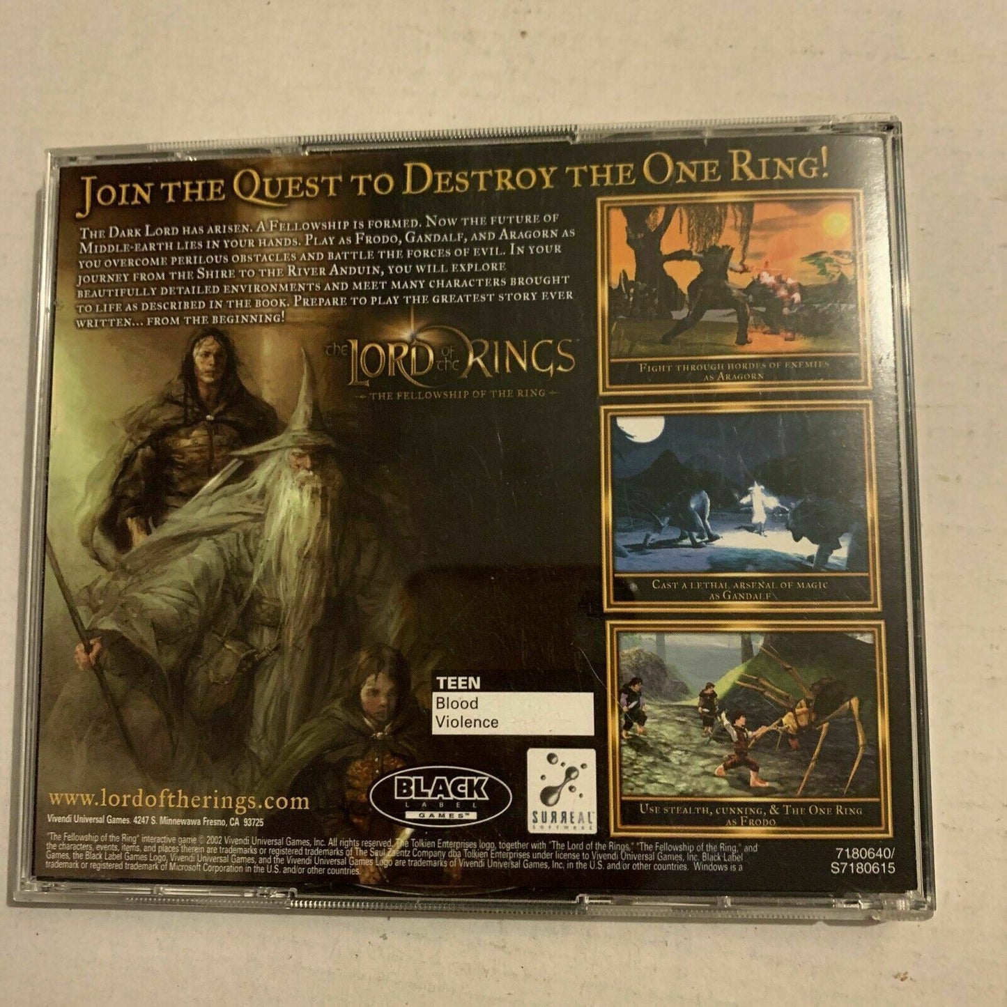 The Lord Of The Rings : The Fellowship Of The Ring PC CDROM Video Game