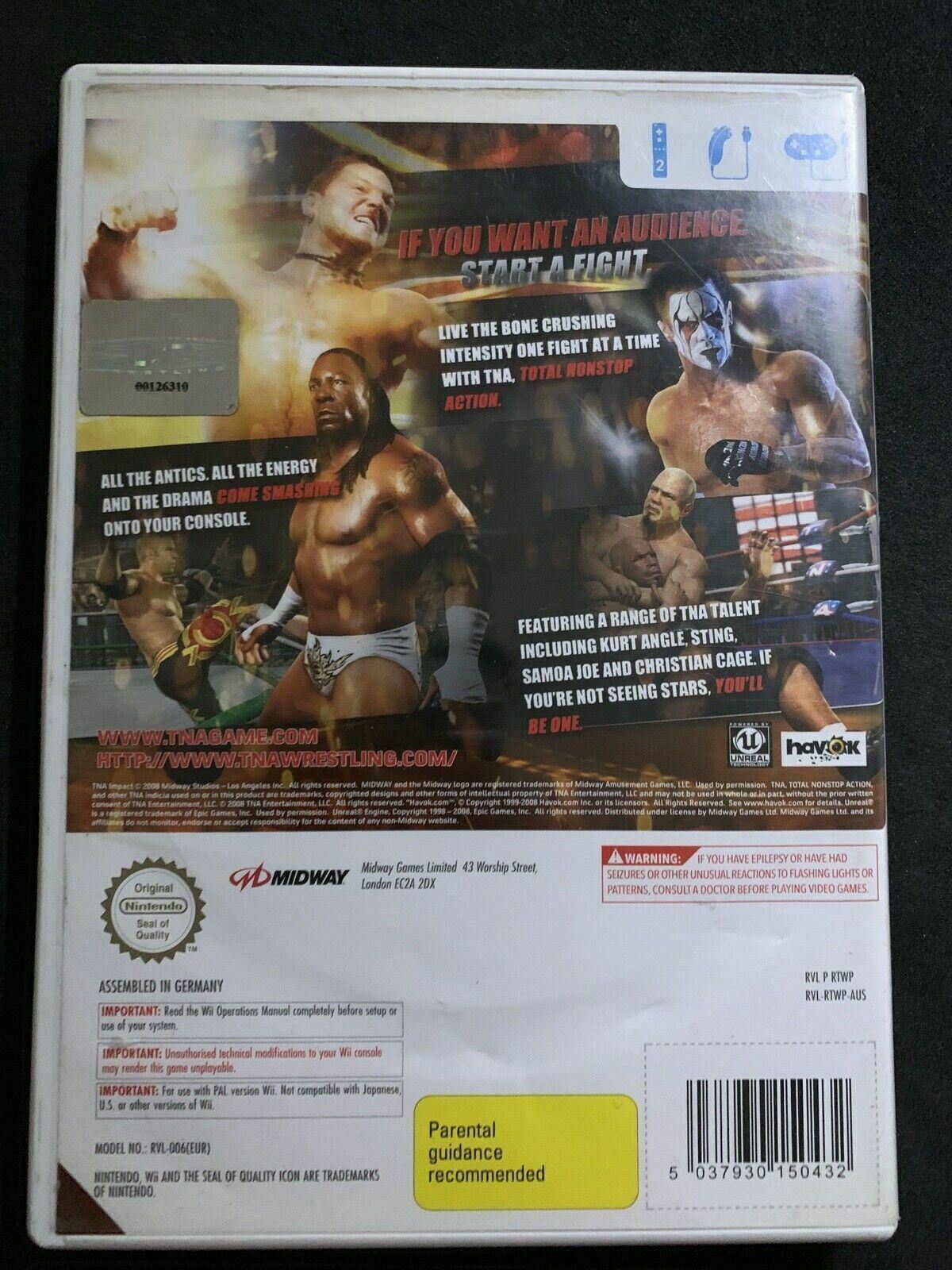 TNA Impact! Total Nonstop Action Wrestling Game for Nintendo Wii / Wii U PAL