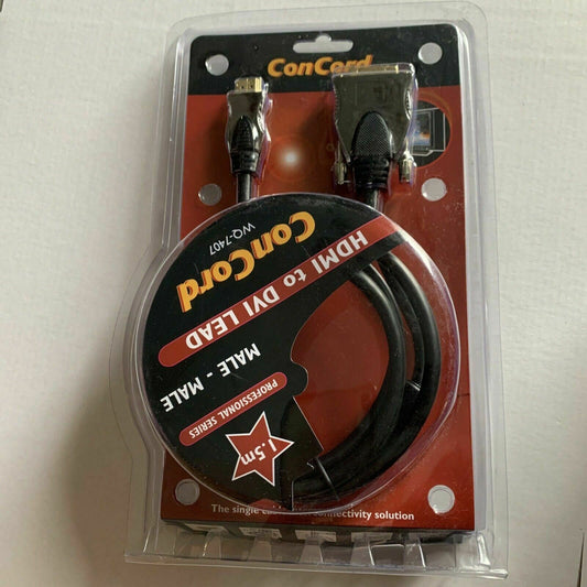 ConCord WQ-7407 HDMI To DVI 1.5m Lead (Male To Male) Double Shielded