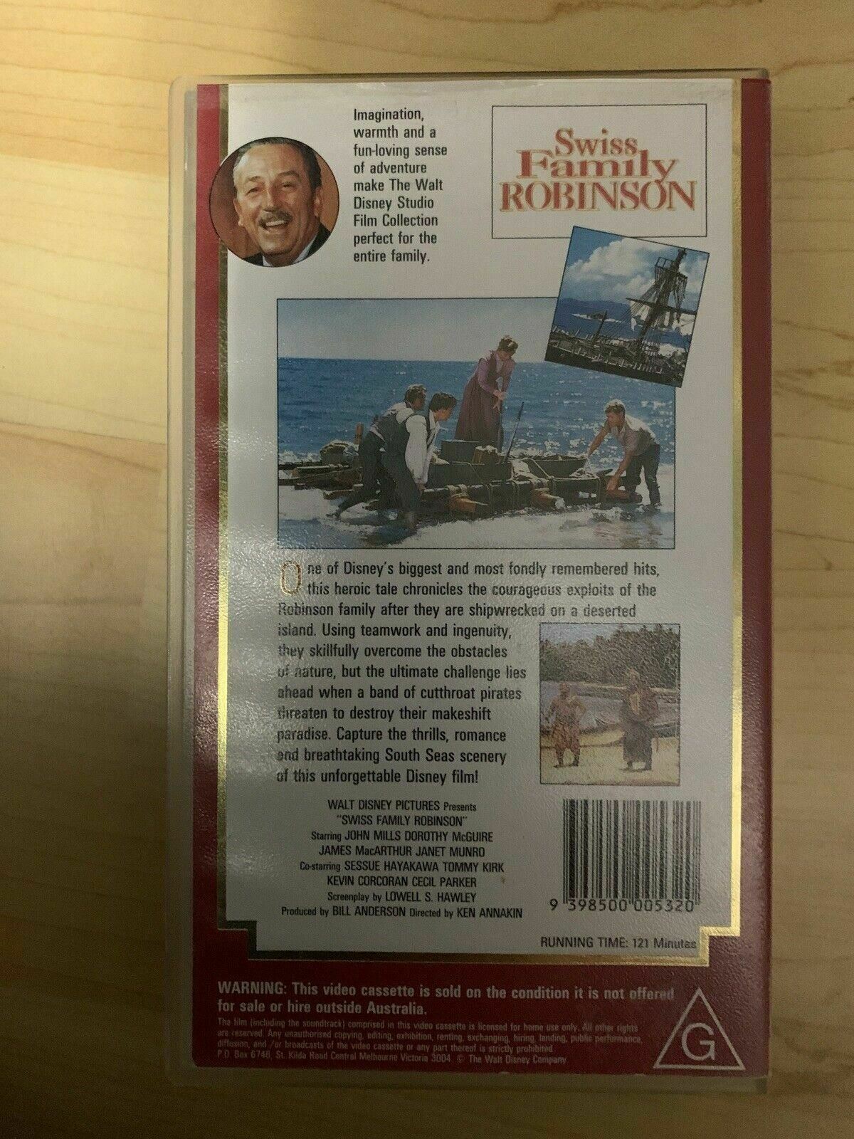 Swiss Family Robinson VHS PAL Disney John Mills, Dorothy McGuire ...
