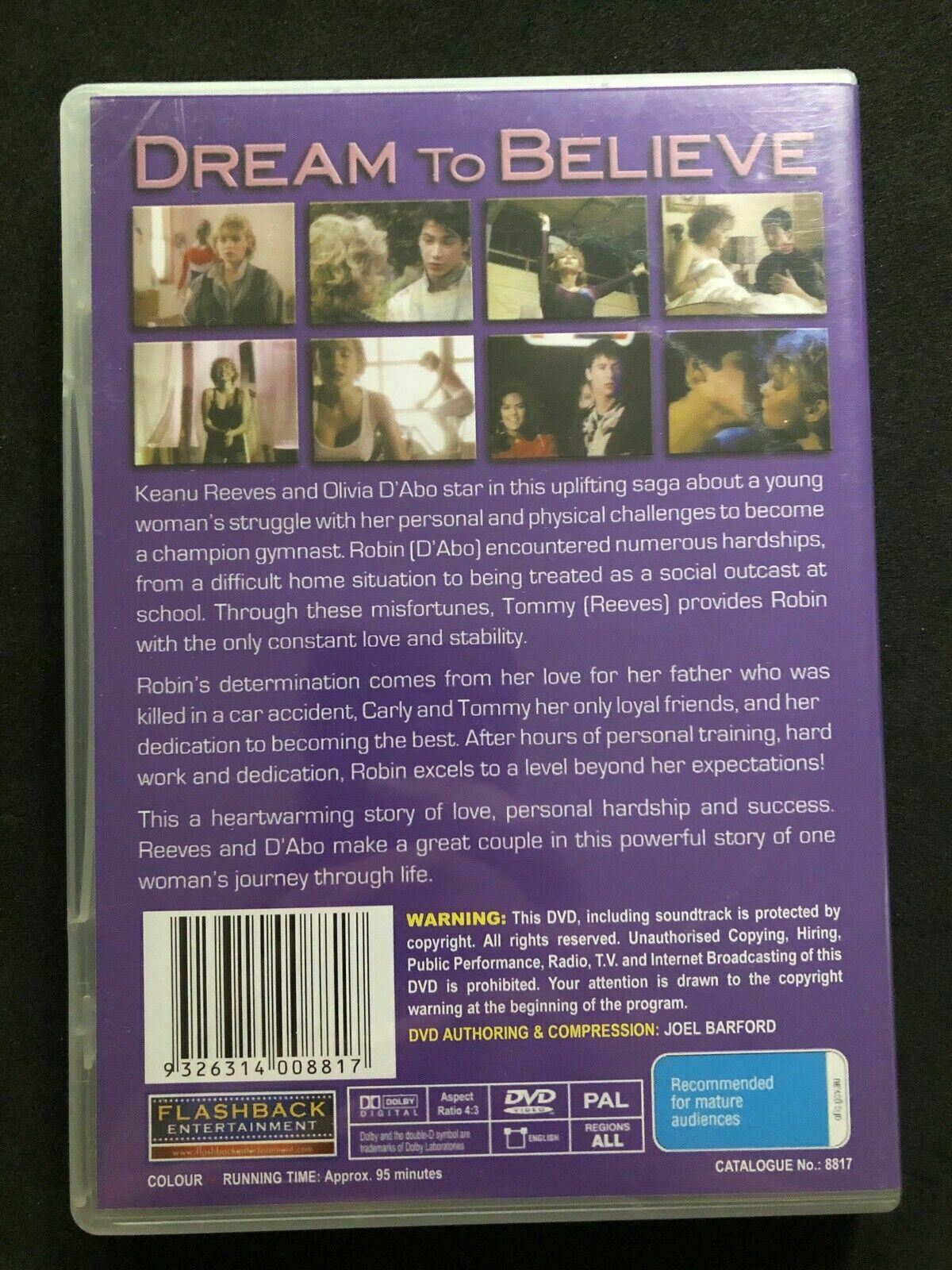 Dream to Believe (DVD,1986) Drama Gymnatics - Keanu Reeves, Olivia D'Abo