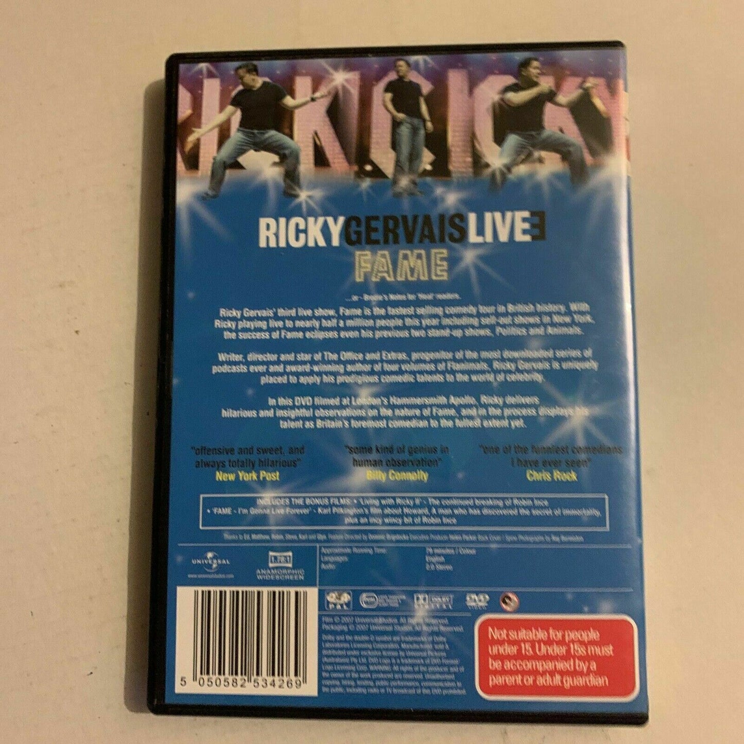 Ricky Gervais Live - Animals / Fame (DVD, 2007, 2-DVD) Region 4,2