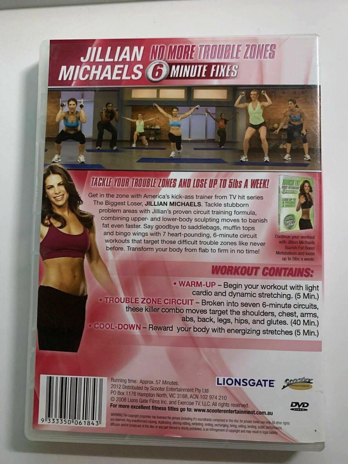 Jillian Michaels: No More Trouble Zones 6 Minute Fixes (DVD, 2008) Region 4