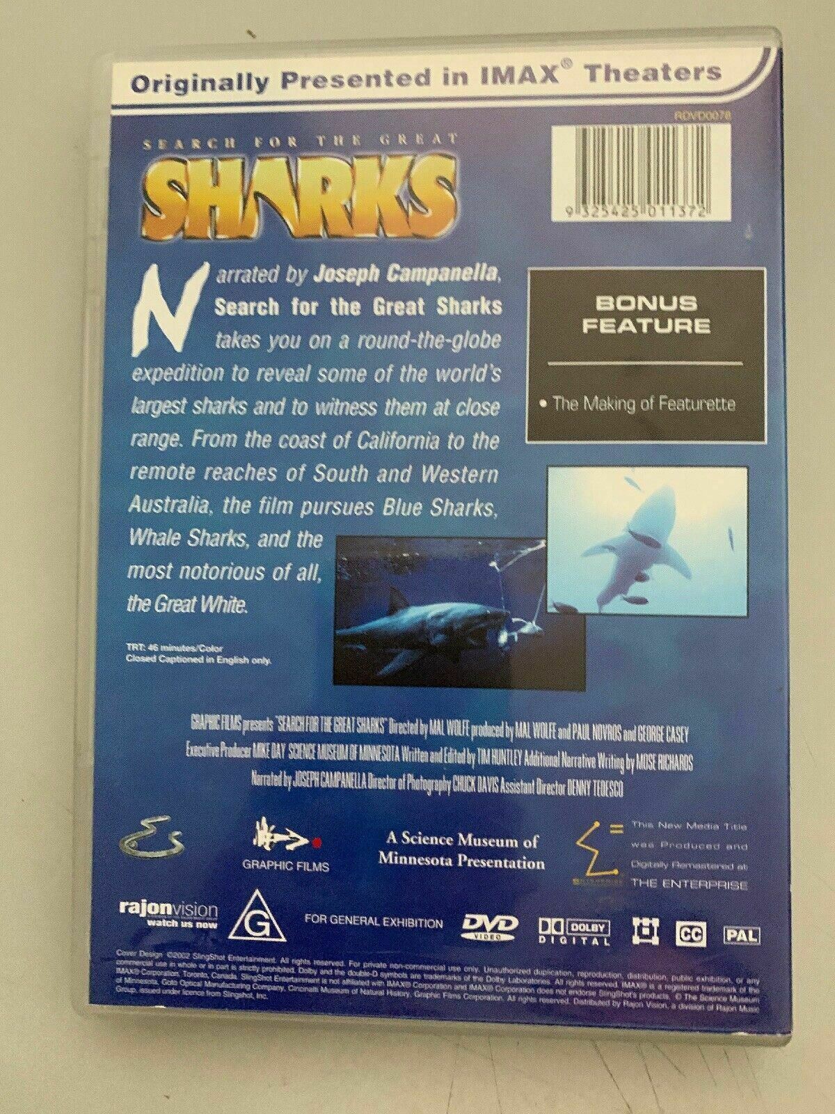 Imax - Search For The Great Sharks (DVD, 2002)