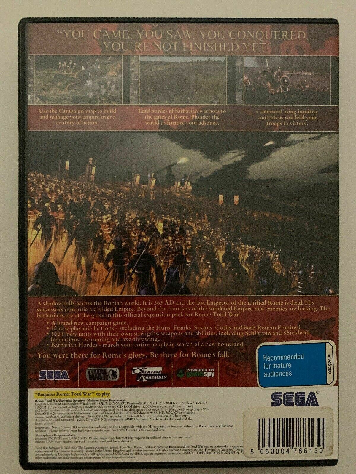 Rome Total War Barbarian Invasion (Expansion Disc) PC CD-ROM