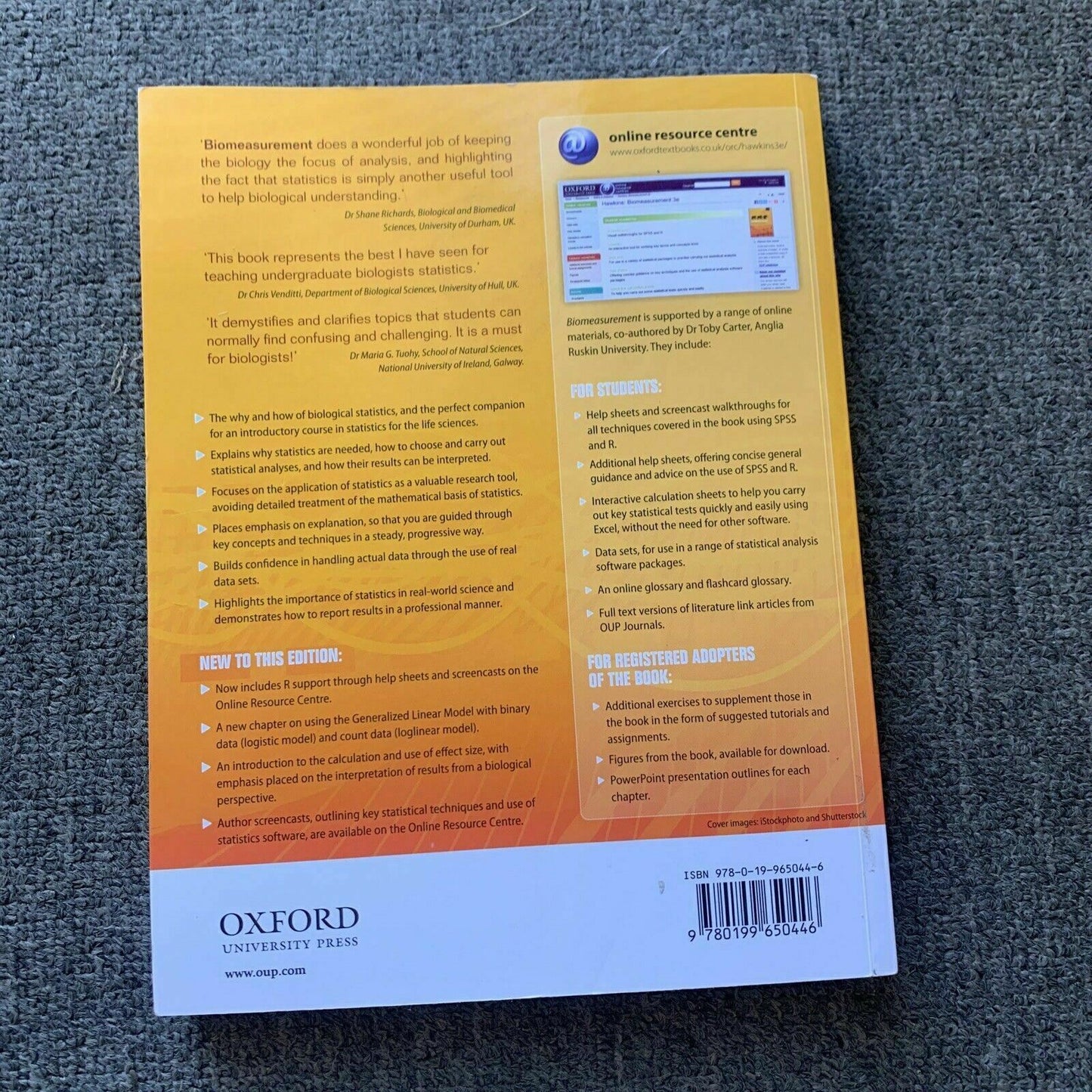 Biomeasurement: A Student's Guide to Biological Statistics by Dawn Hawkins...