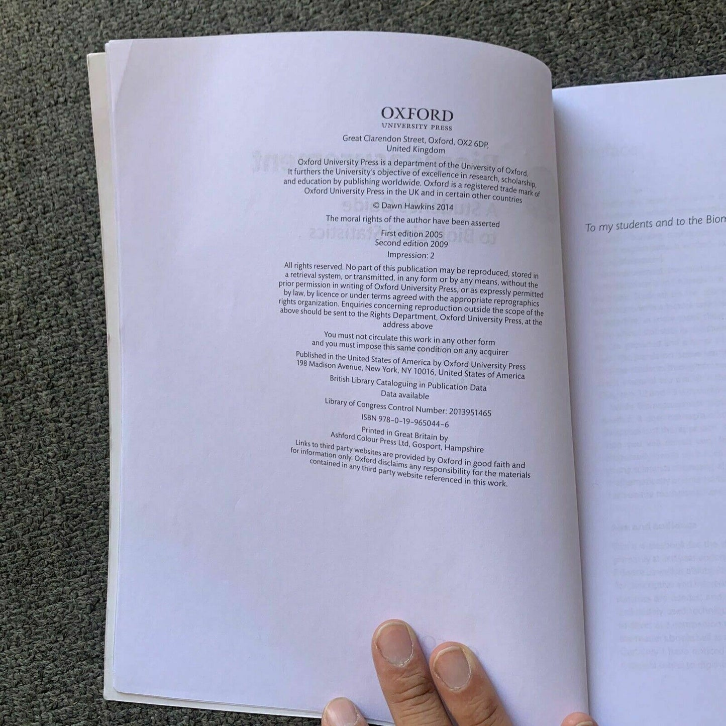 Biomeasurement: A Student's Guide to Biological Statistics by Dawn Hawkins...