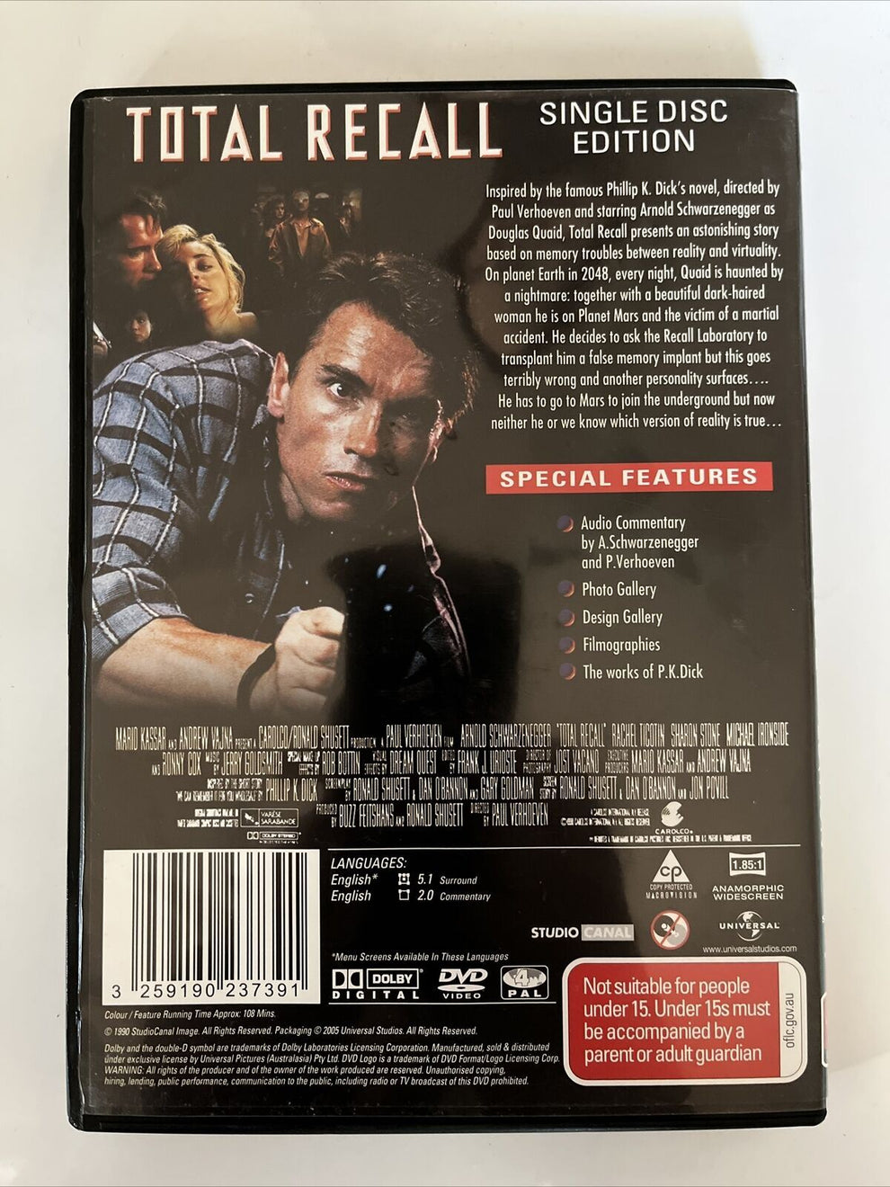Total Recall (DVD, 1990) Arnold Schwarzenegger, Sharon Stone. Region 4 ...