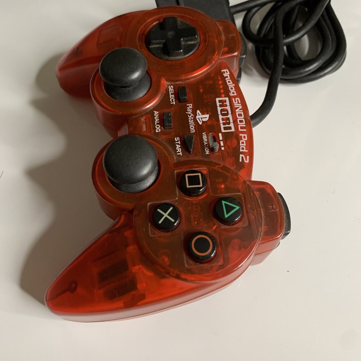 Hori Analog Sindou Pad 2 Sony PS2 Controller Transparent Red Strong Vibration