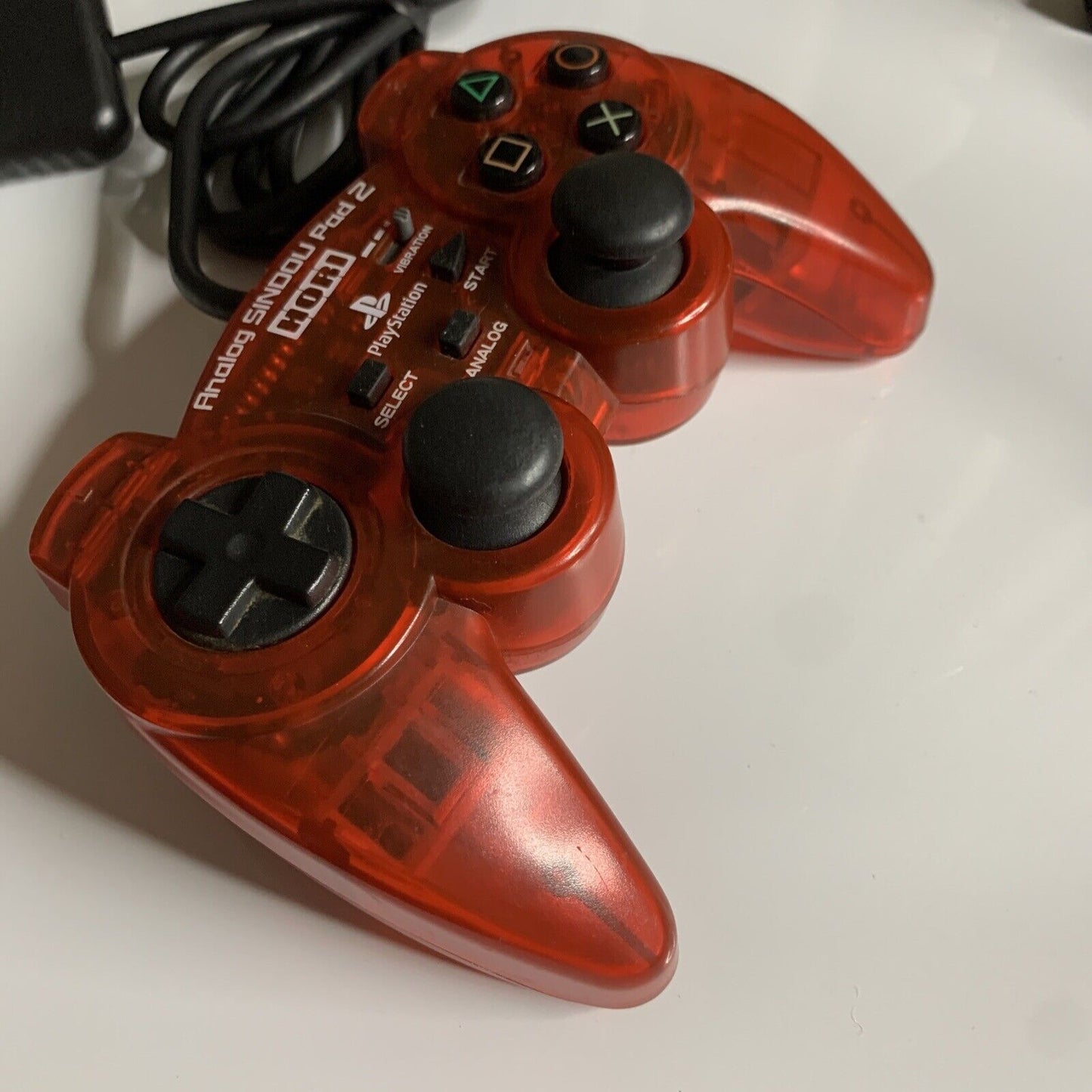 Hori Analog Sindou Pad 2 Sony PS2 Controller Transparent Red Strong Vibration